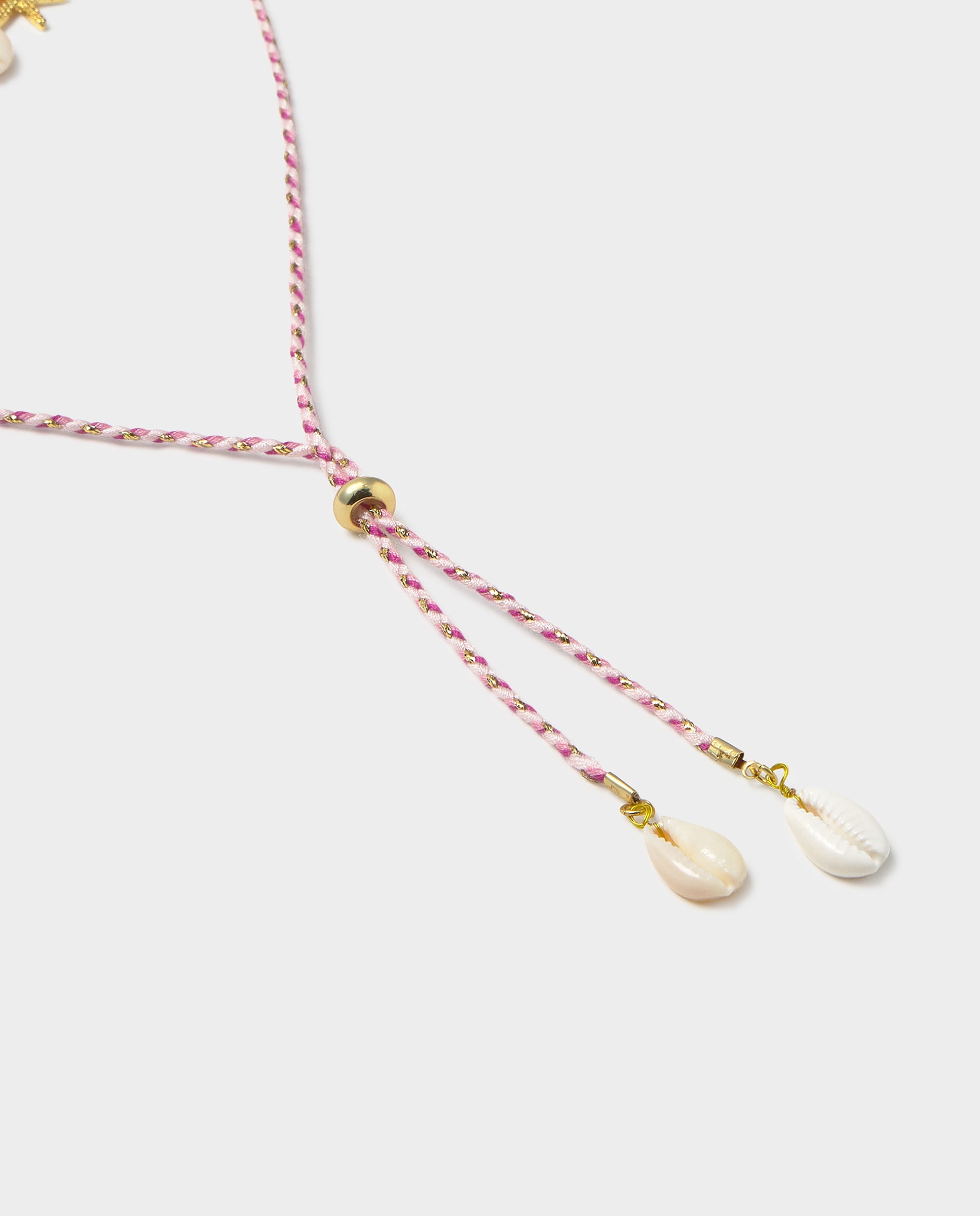 Colar de Cordas com Conchas Rosa-3