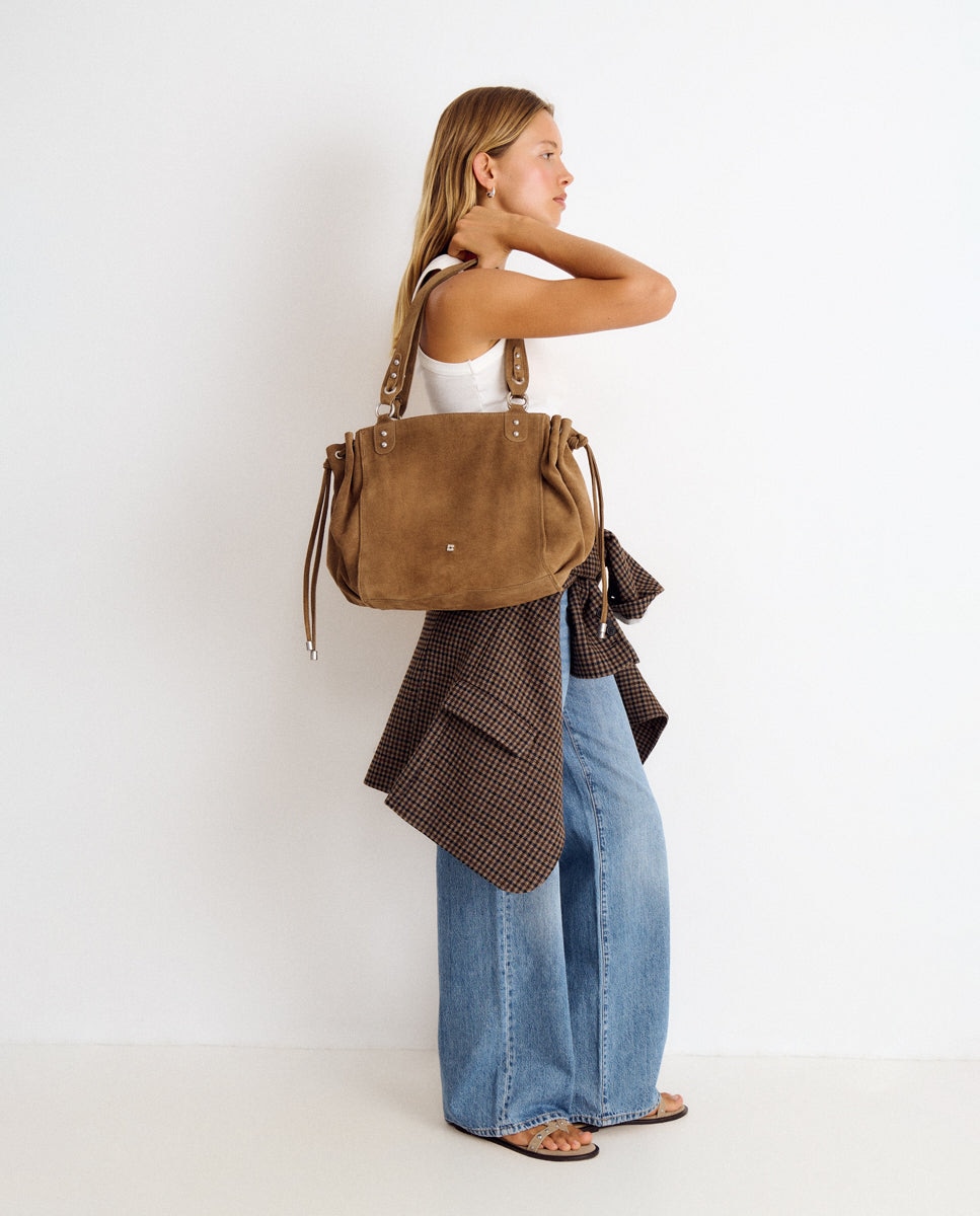 Mala Shopper de Couro Camel-3