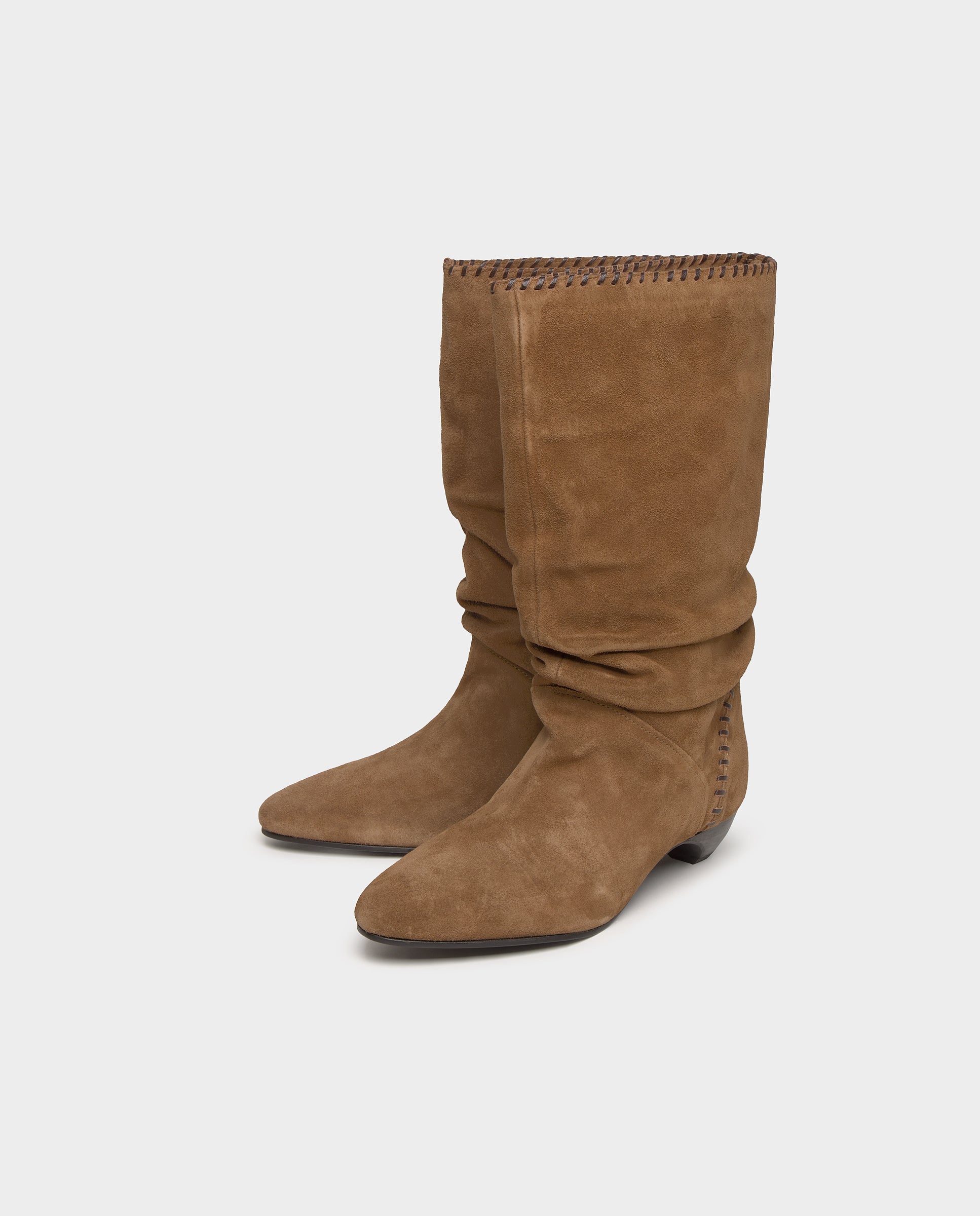 Botas de Pele com Salto Kitten Castanho-5