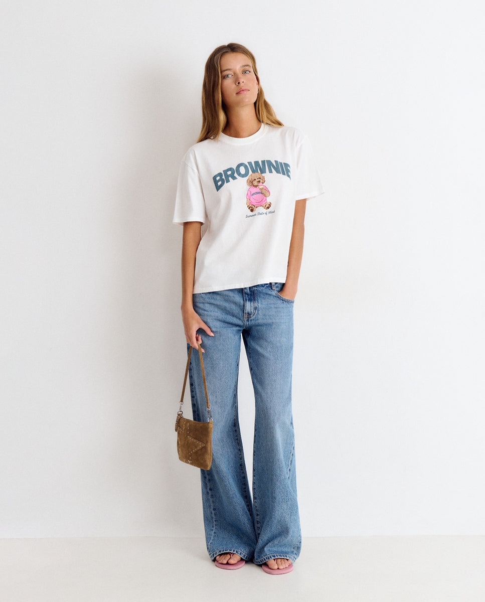 T-shirt com Logo e Cachorro Branco-3