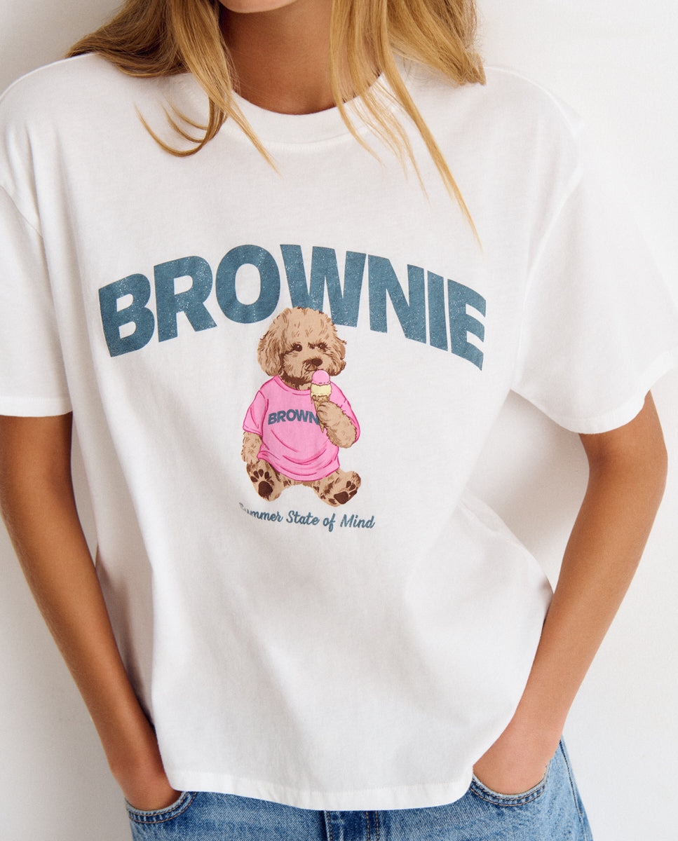 T-shirt com Logo e Cachorro Branco-4