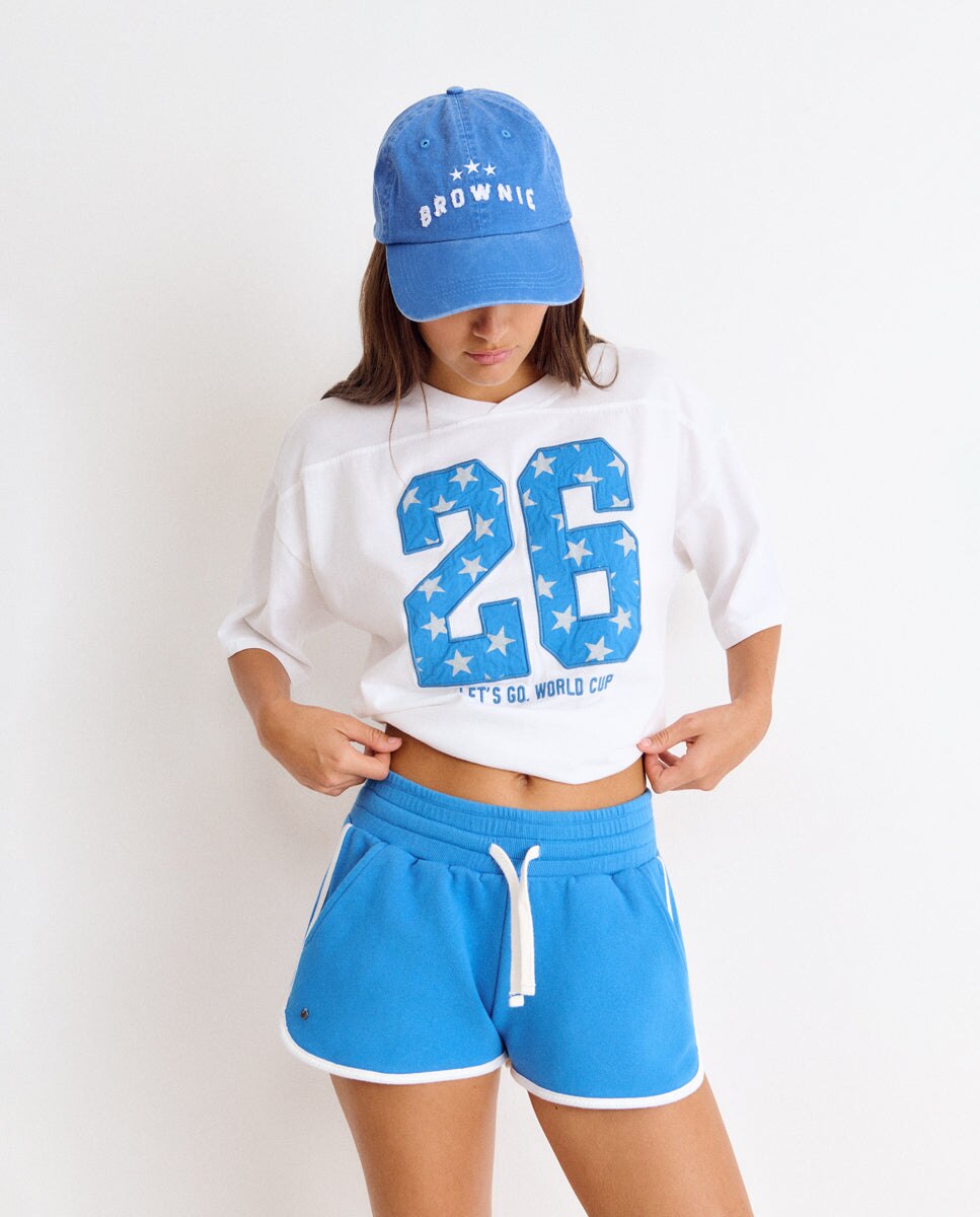 Boné com Logo e Estrelas Azul-3