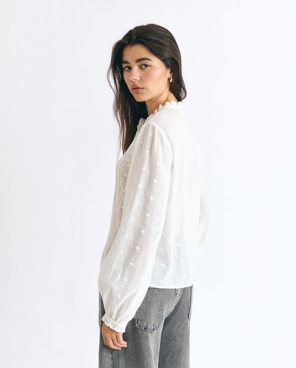 Blusa de Manga Comprida com Jaretas Branco-2