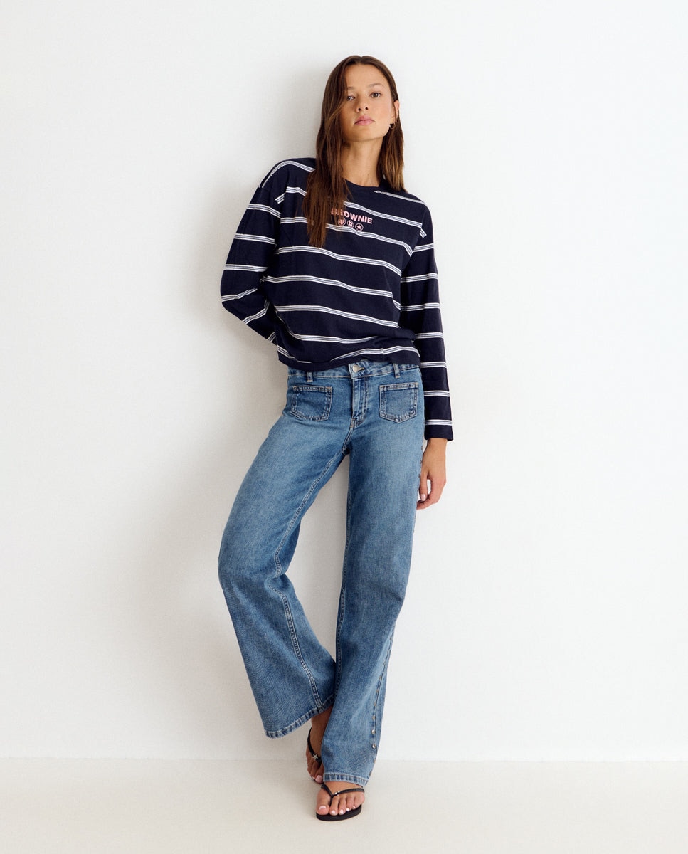 Jeans Largos com Estrelas Azul-2