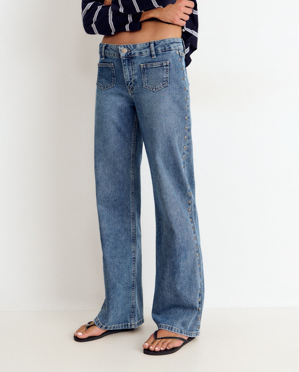 Jeans Largos com Estrelas Azul-3