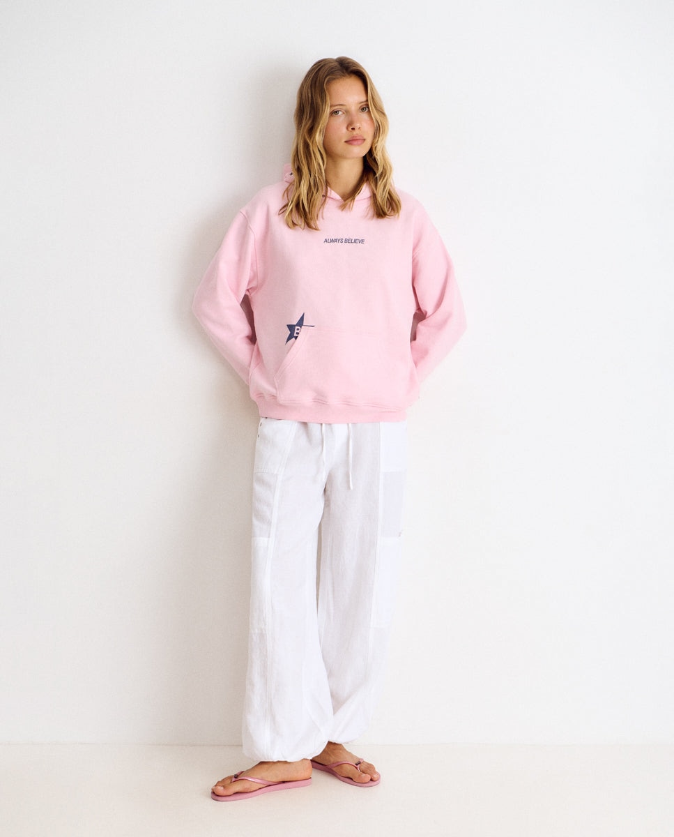 Sweatshirt com Logo e Estrelas Rosa-3