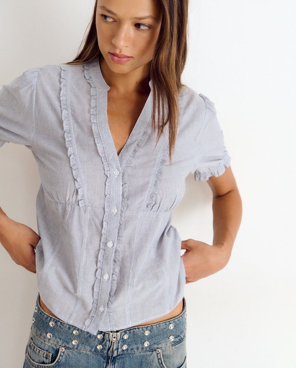 Imagem 0 de Blusa de Manga Curta Às Riscas