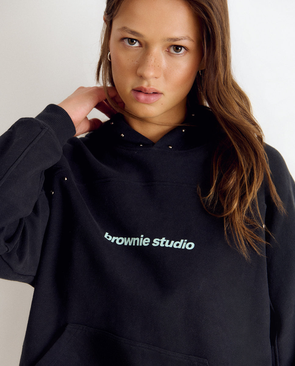 Sweatshirt com Logo e Tachas Cinzento-4