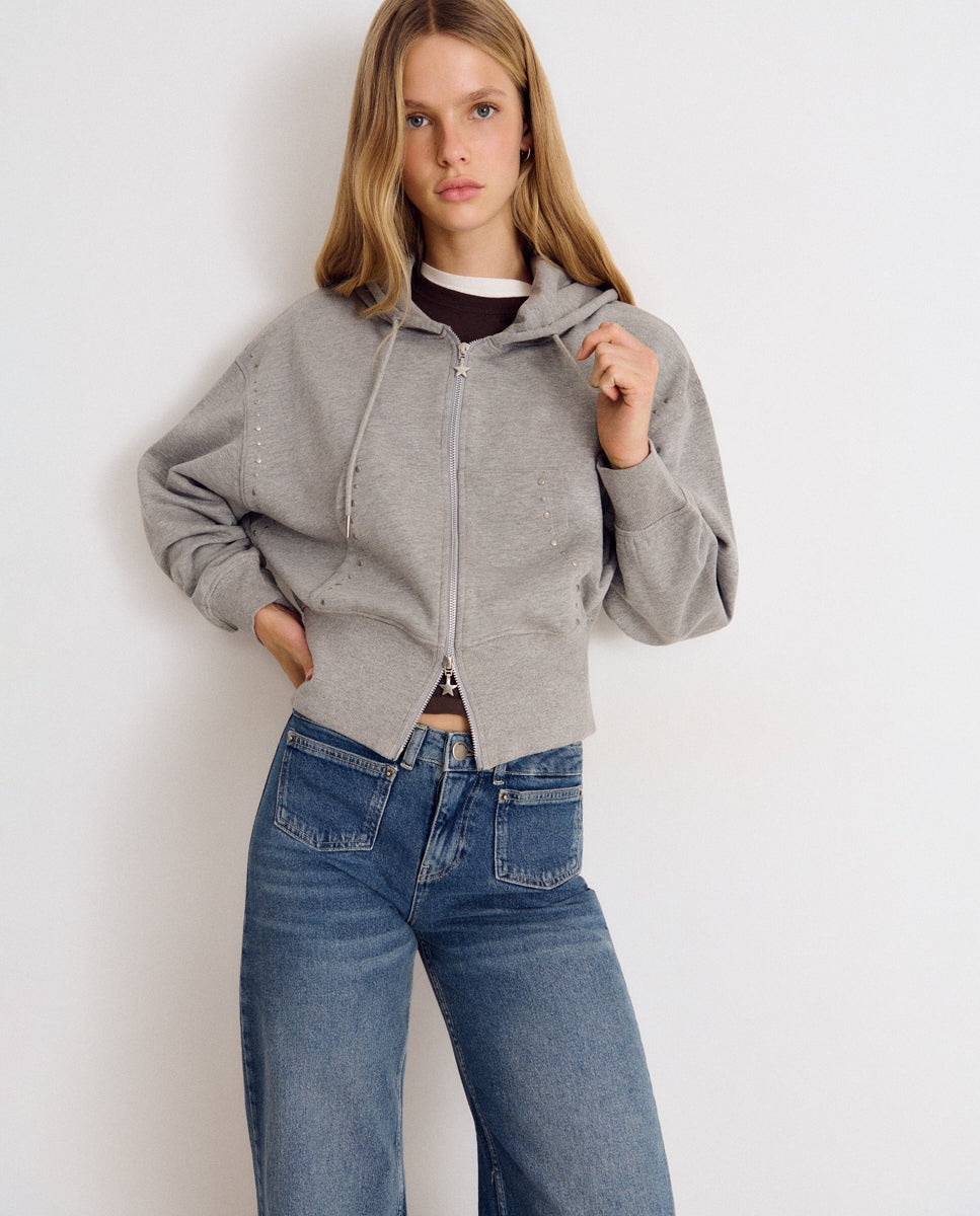 Jeans de Corte a Direito com Bolsos Frontais Azul-4