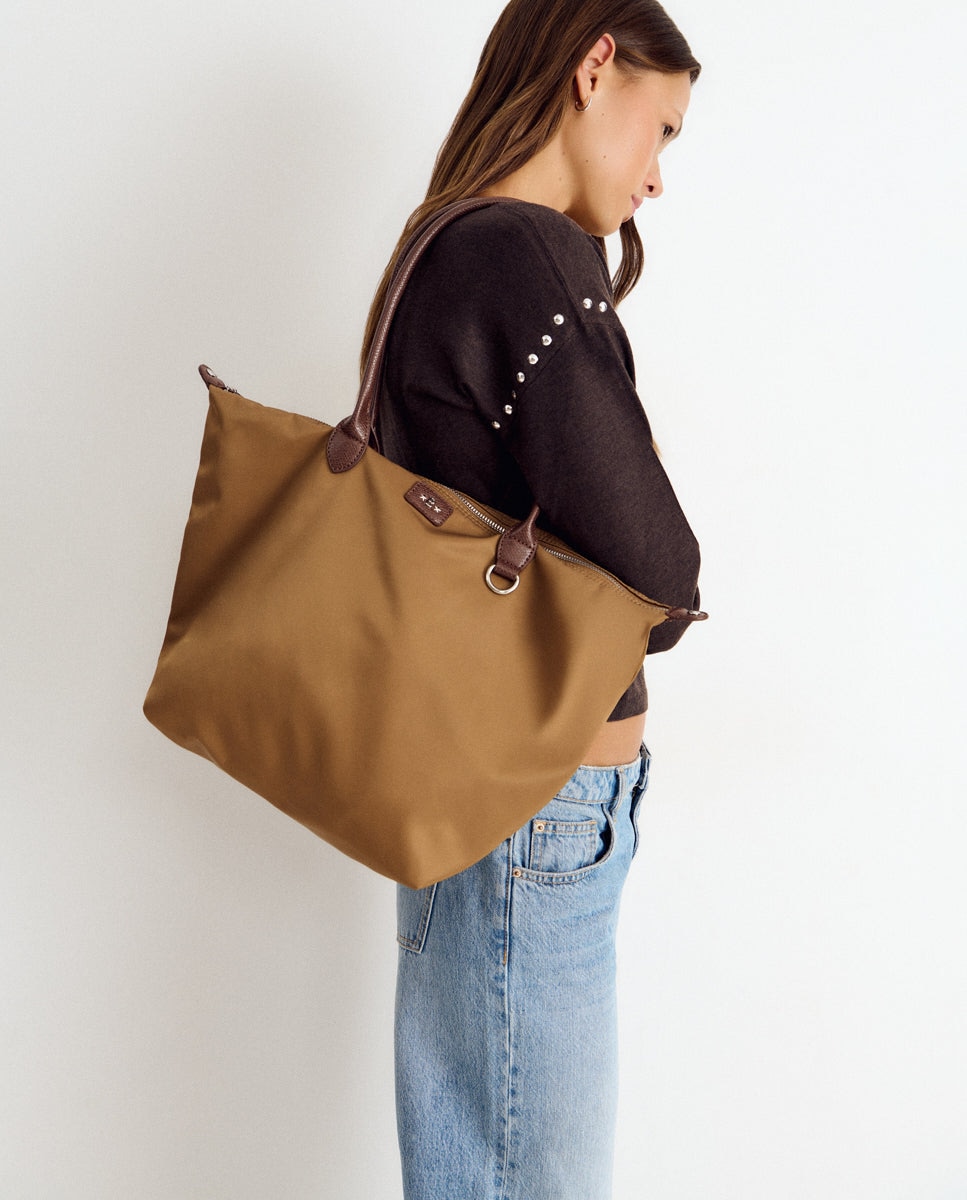 Mala Shopper de Nylon Camel-2