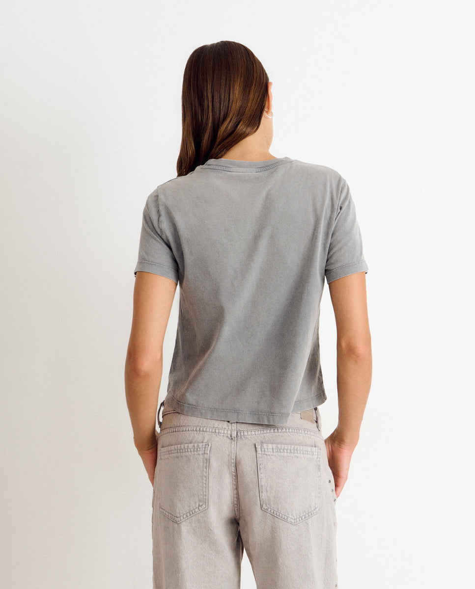 T-shirt com Estampado Grande Antracite-2