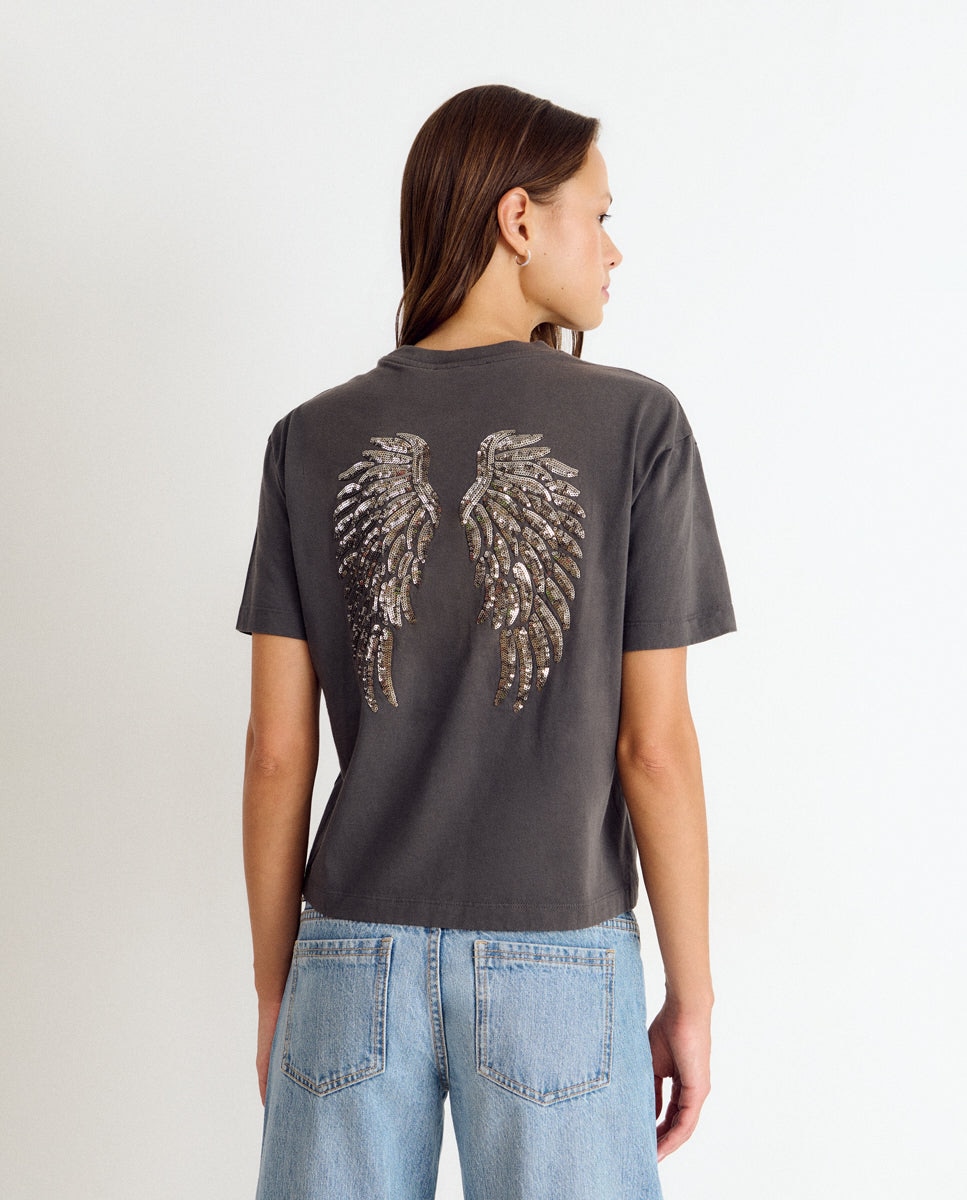 Imagem 0 de T-shirt com Asas e Lantejoulas
