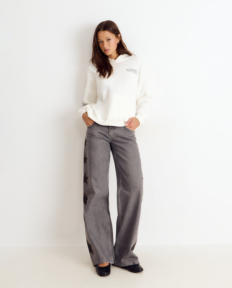 Sweatshirt com Asas e Capuz Branco-3
