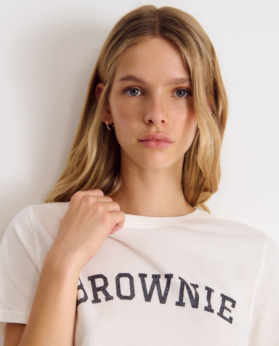 T-shirt de Manga Curta com Logo Branco-3