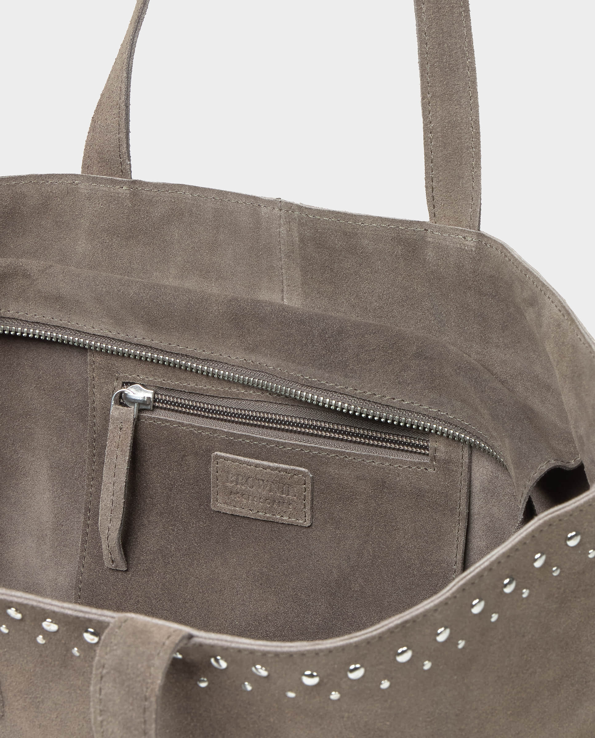 Mala Shopper com Tachas Cinzento-4