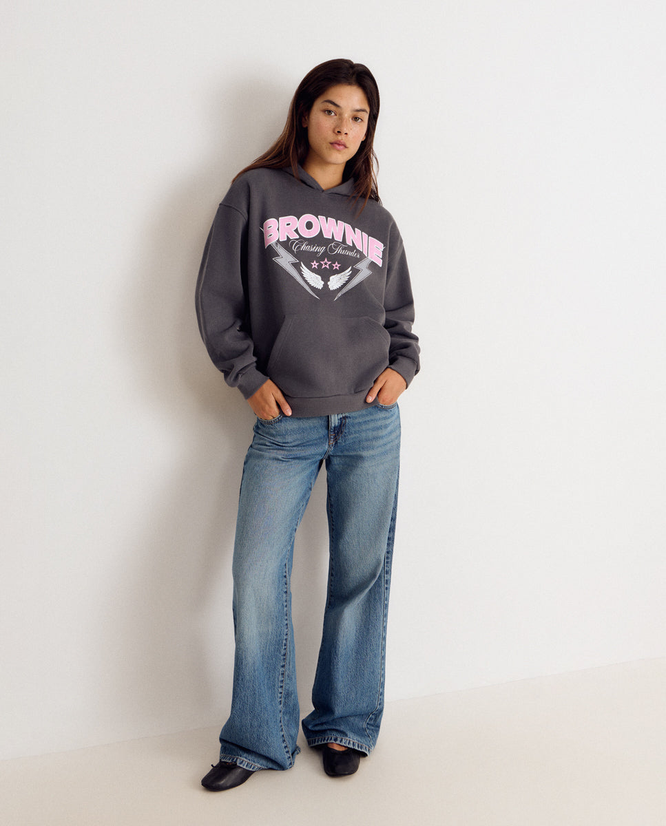 Sweatshirt com Capuz e Asas Antracite-3