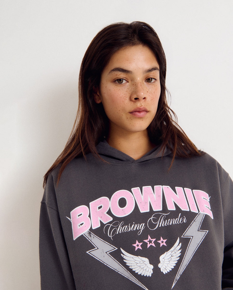 Sweatshirt com Capuz e Asas Antracite-4