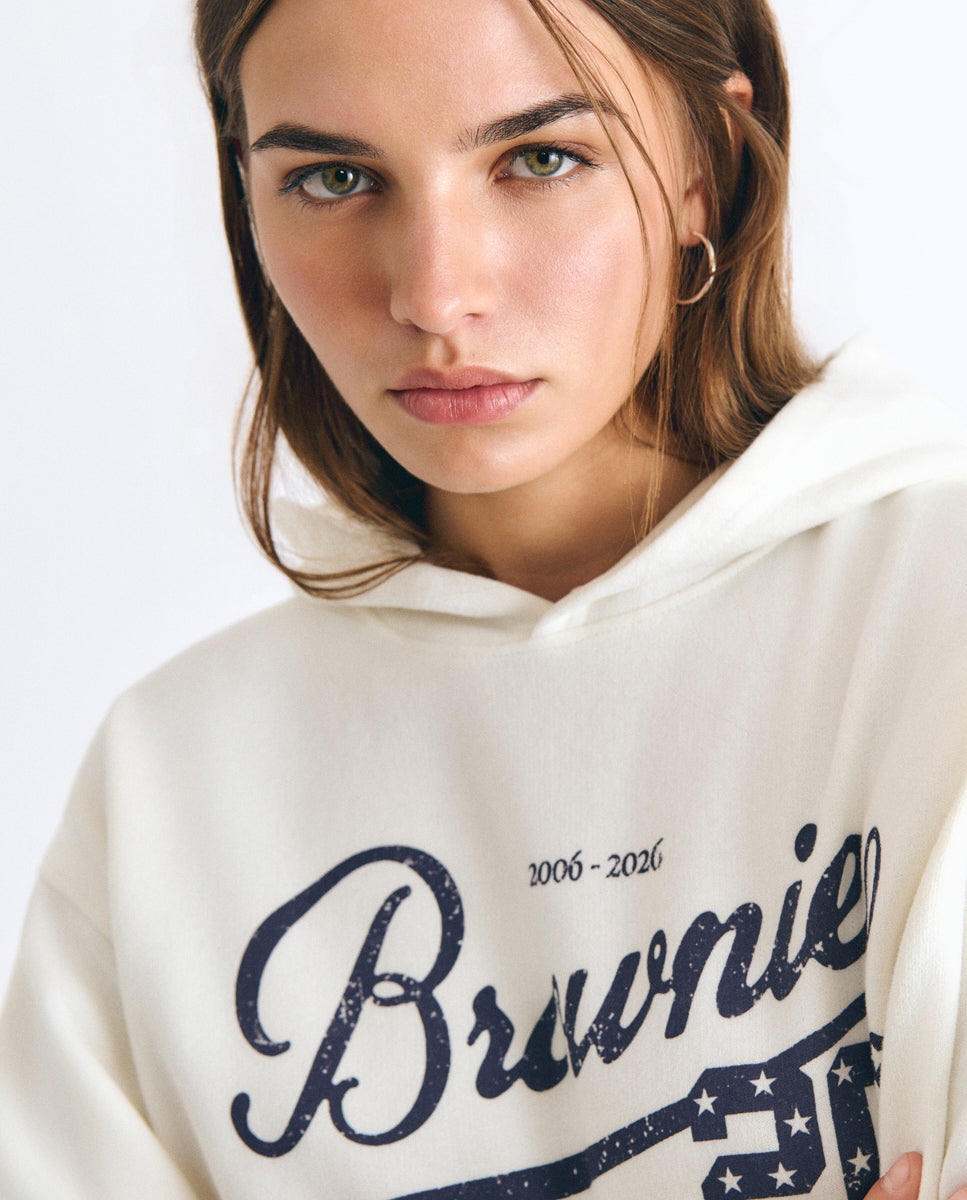 Sweatshirt com Capuz e Logo Cru-4