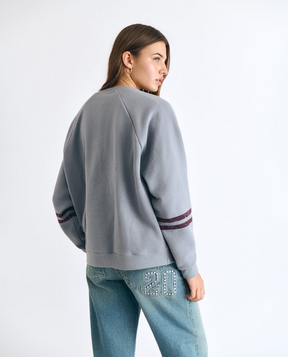 Sweatshirt com Logo e Estrelas Antracite-2