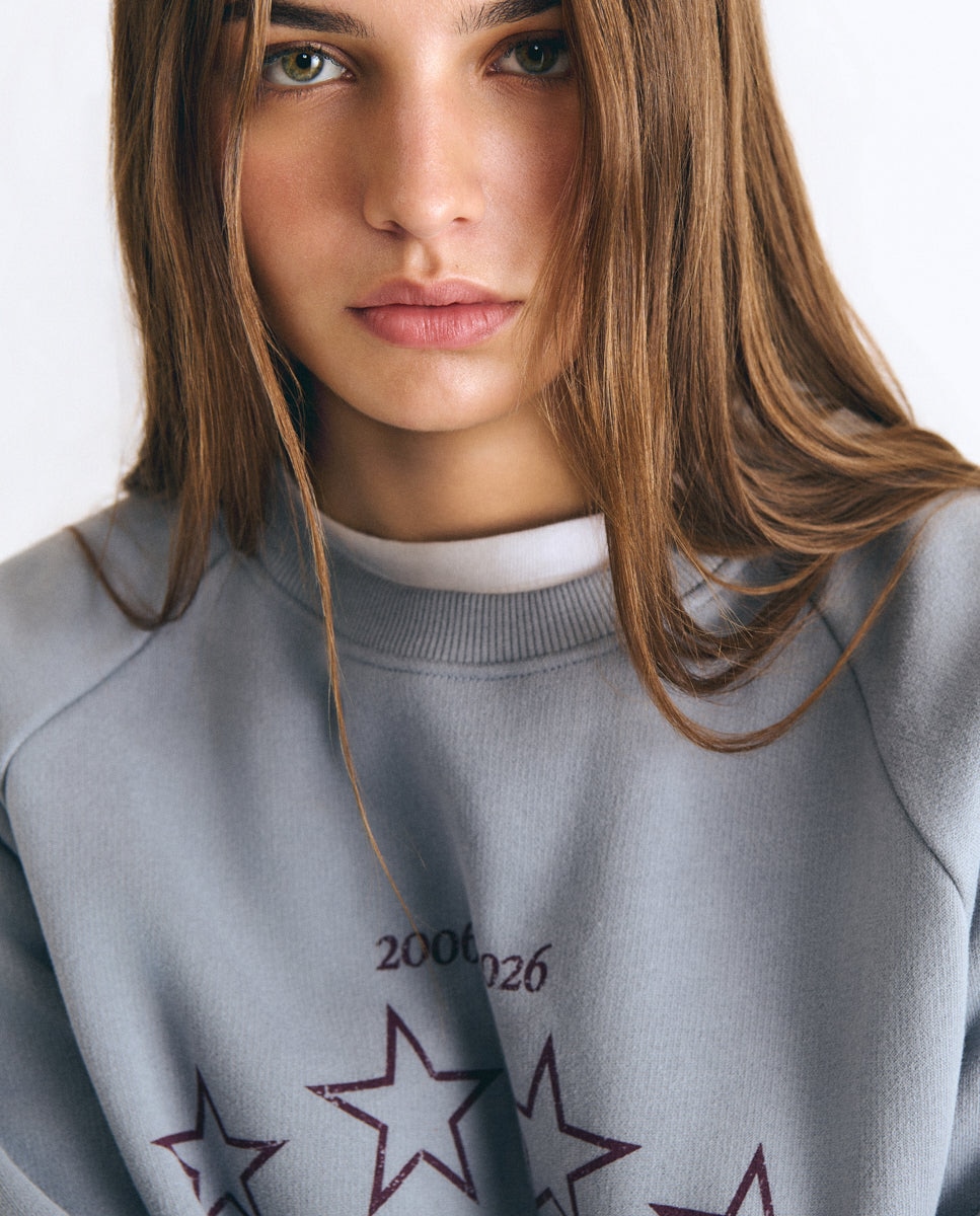 Sweatshirt com Logo e Estrelas Antracite-4