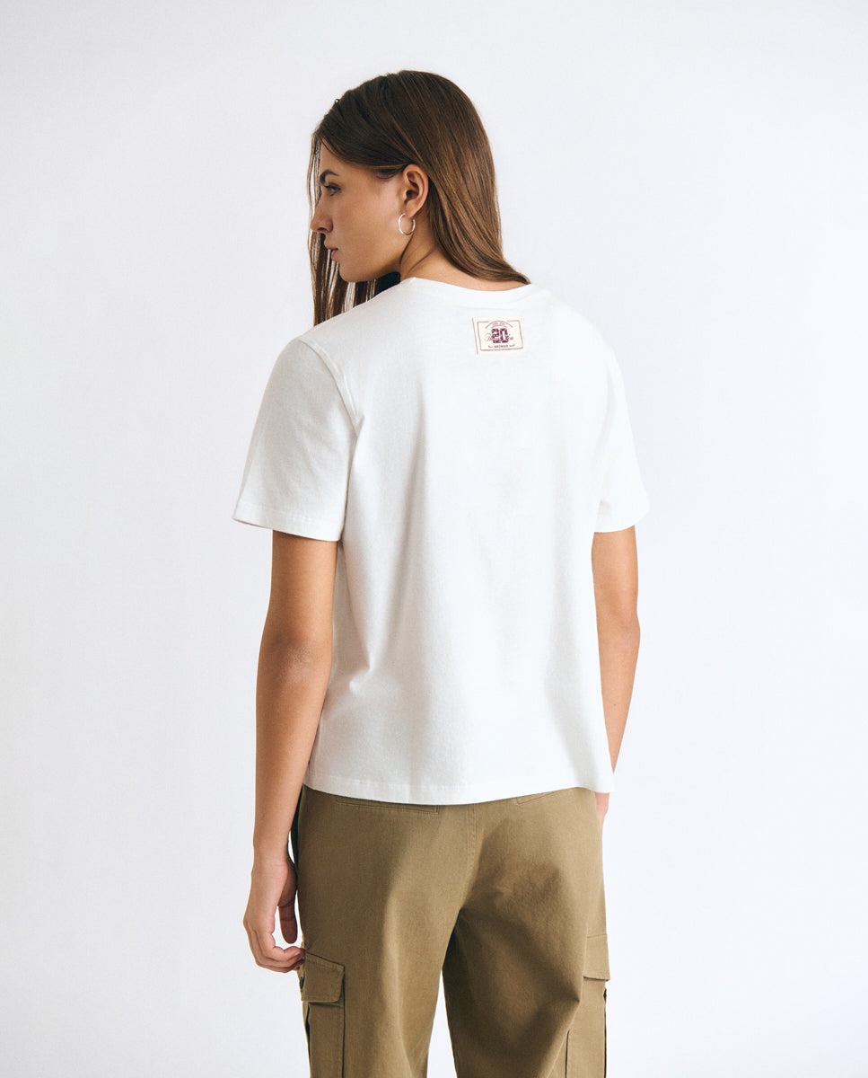 T-shirt com Logo e Estrelas Branco-2