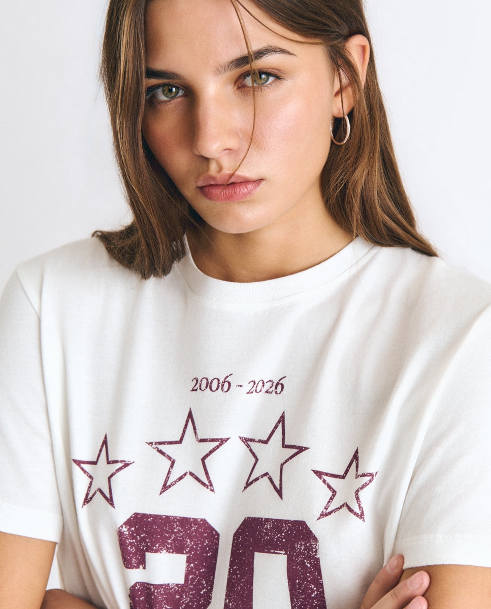 T-shirt com Logo e Estrelas Branco-4