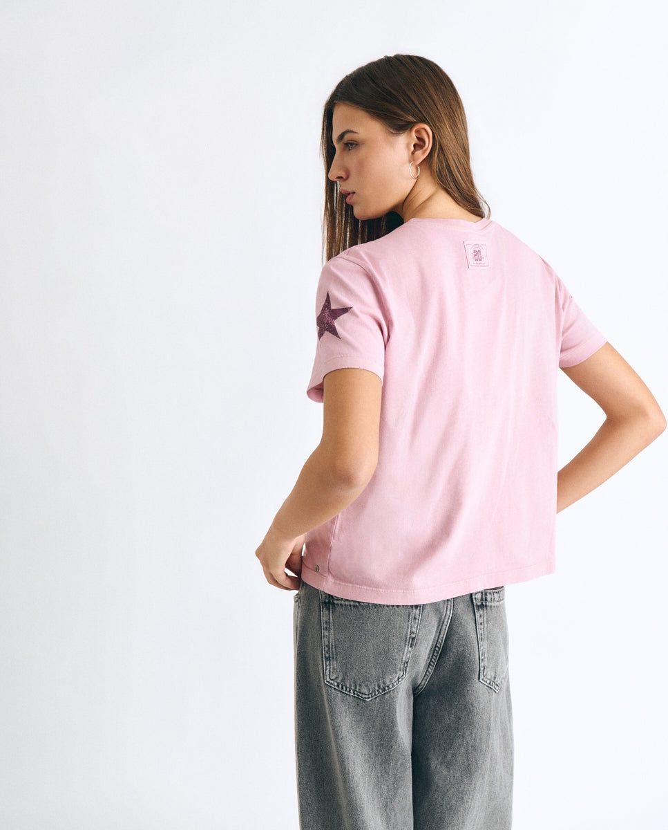 T-shirt com Logo e Número Rosa-2