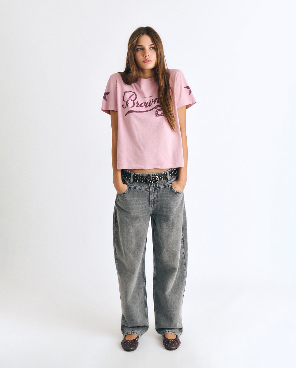 T-shirt com Logo e Número Rosa-3