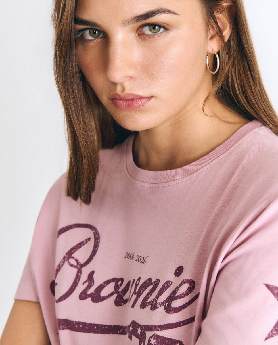T-shirt com Logo e Número Rosa-4