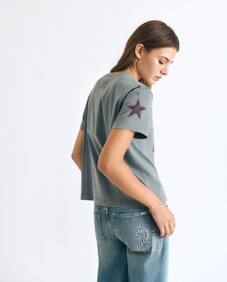 T-shirt com Número e Tachas Antracite-2