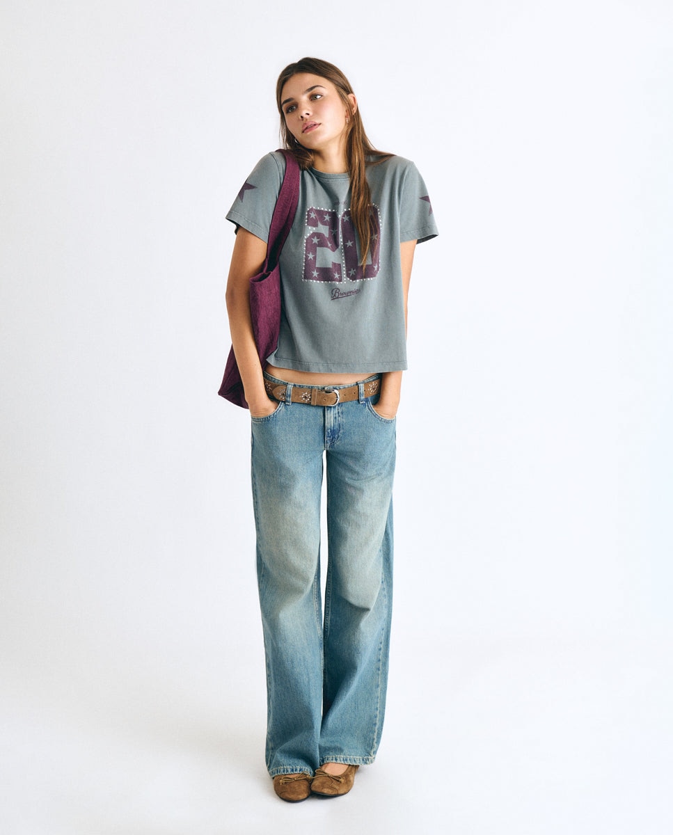 T-shirt com Número e Tachas Antracite-3