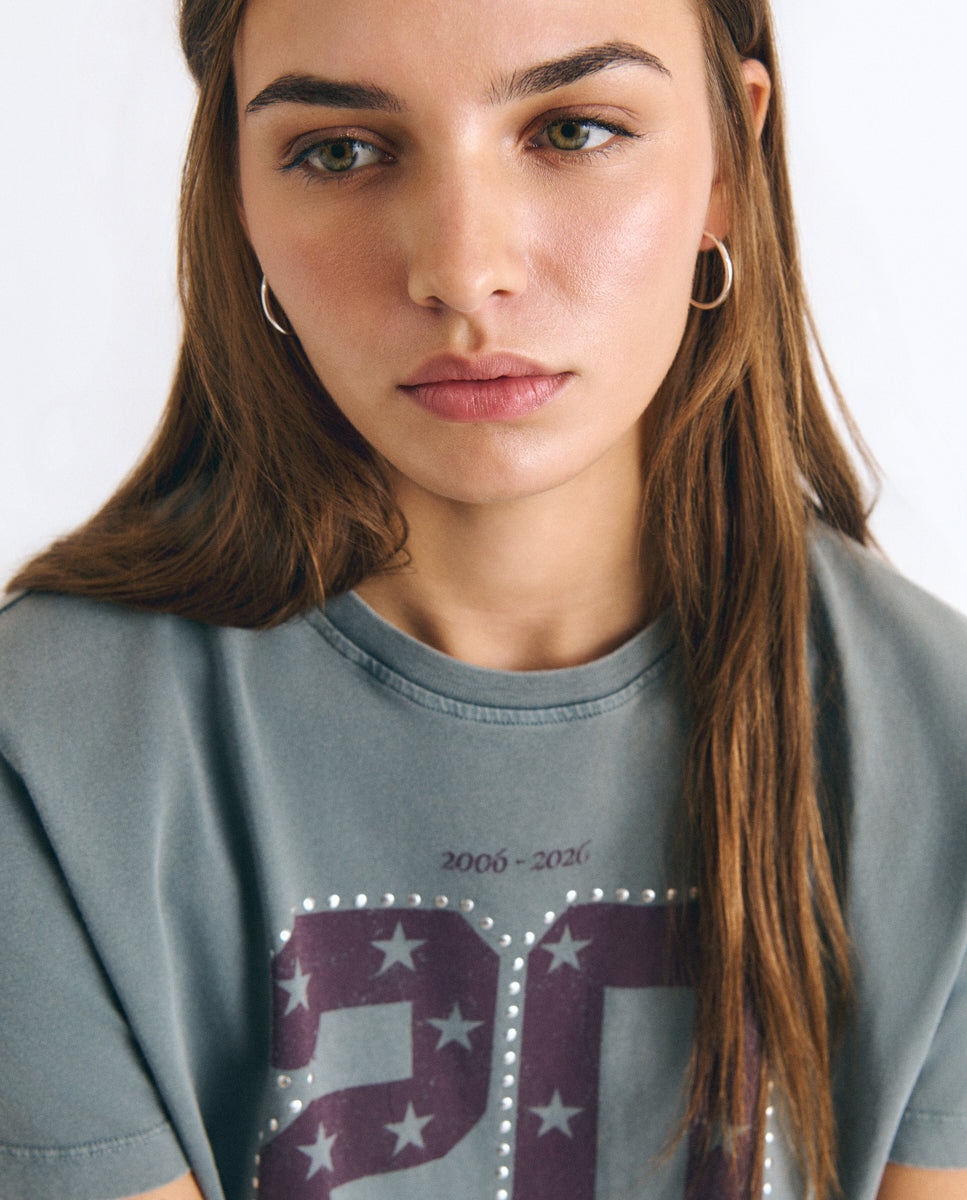 T-shirt com Número e Tachas Antracite-4