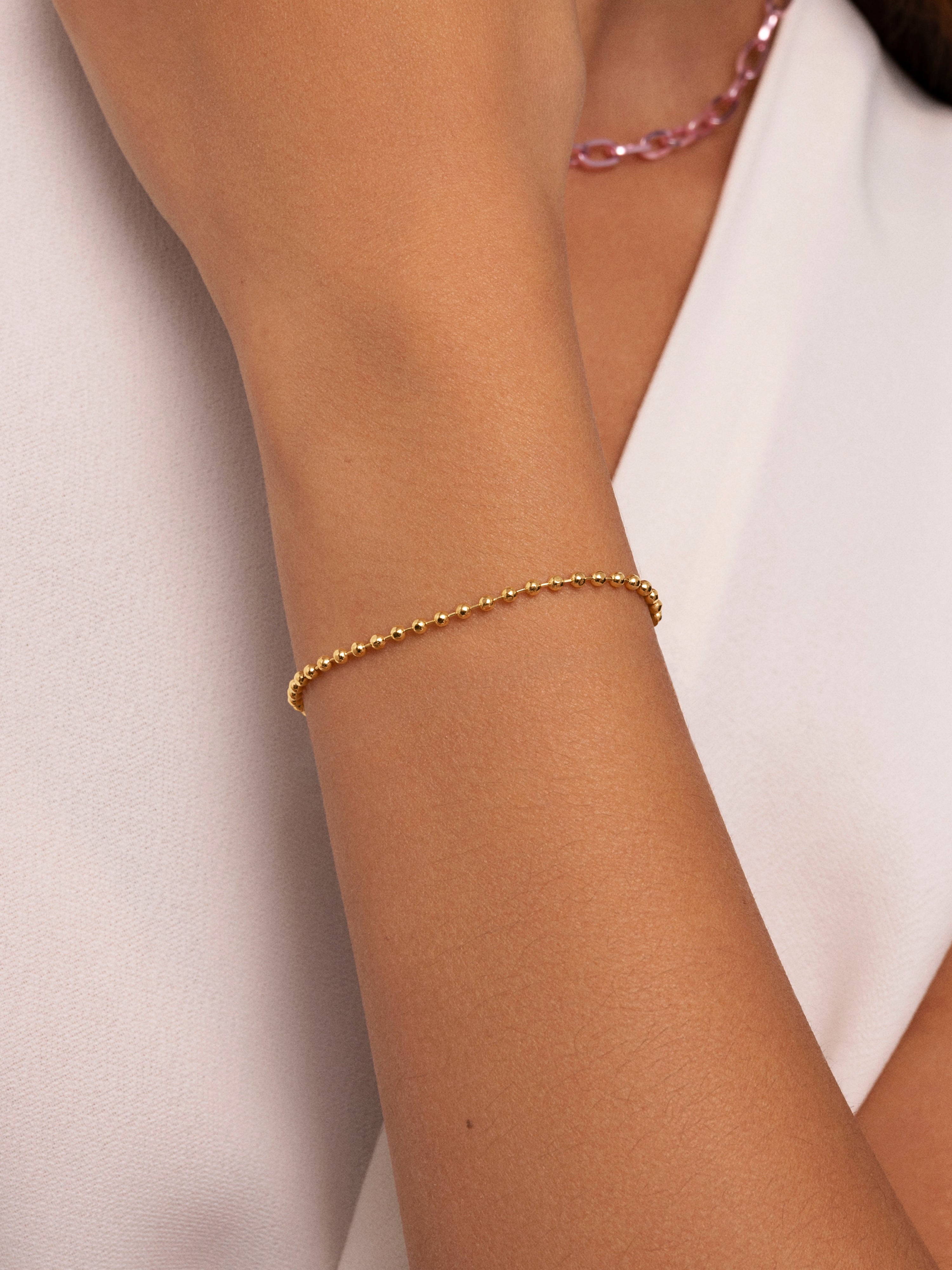 Pulseira de Corrente Pebbles de Liga de Metais Banhada a Ouro Dourado-3