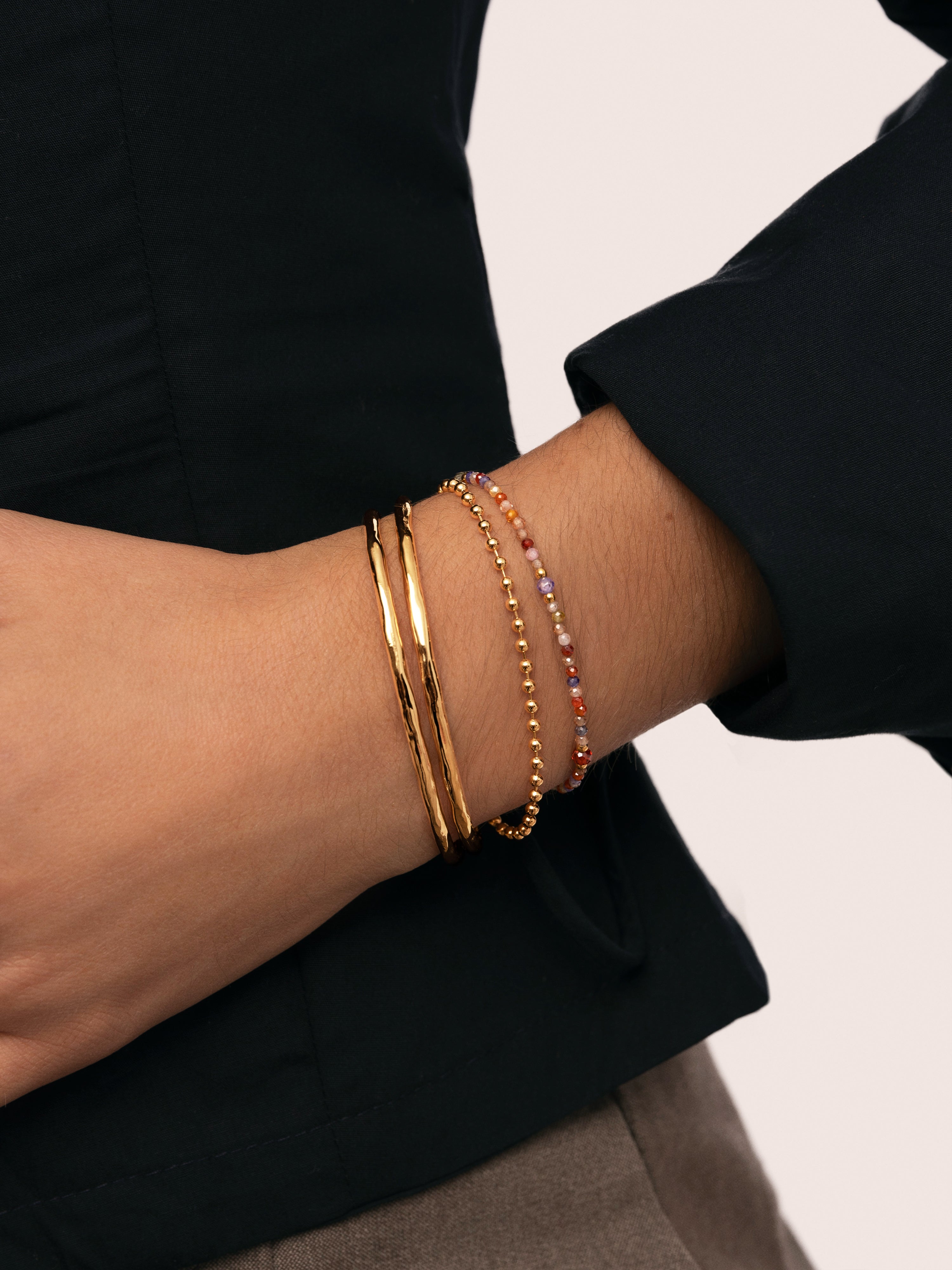 Pulseira de Corrente Pebbles de Liga de Metais Banhada a Ouro Dourado-6