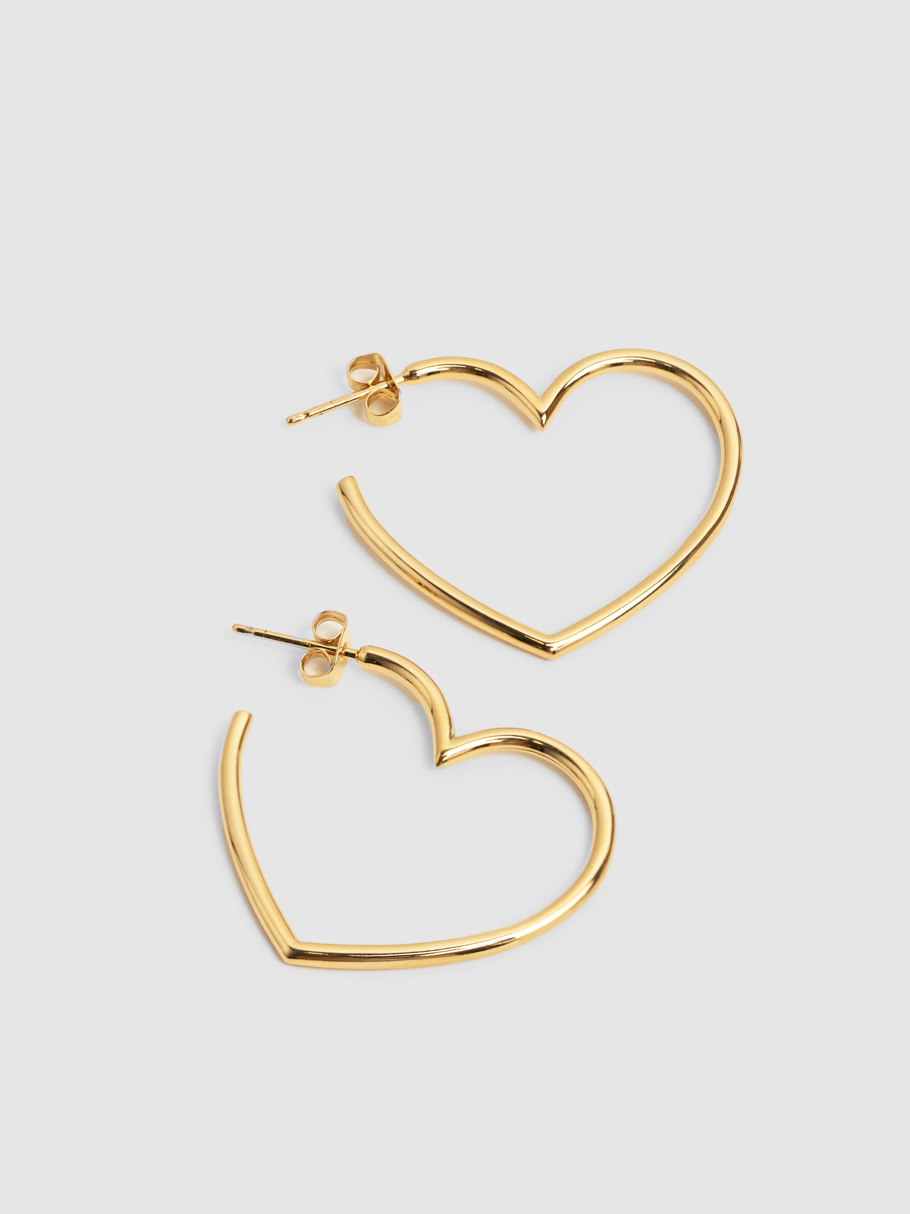 Brincos de Argola Cuore em Banho de Liga de Metais Banhados a Ouro Dourado-4