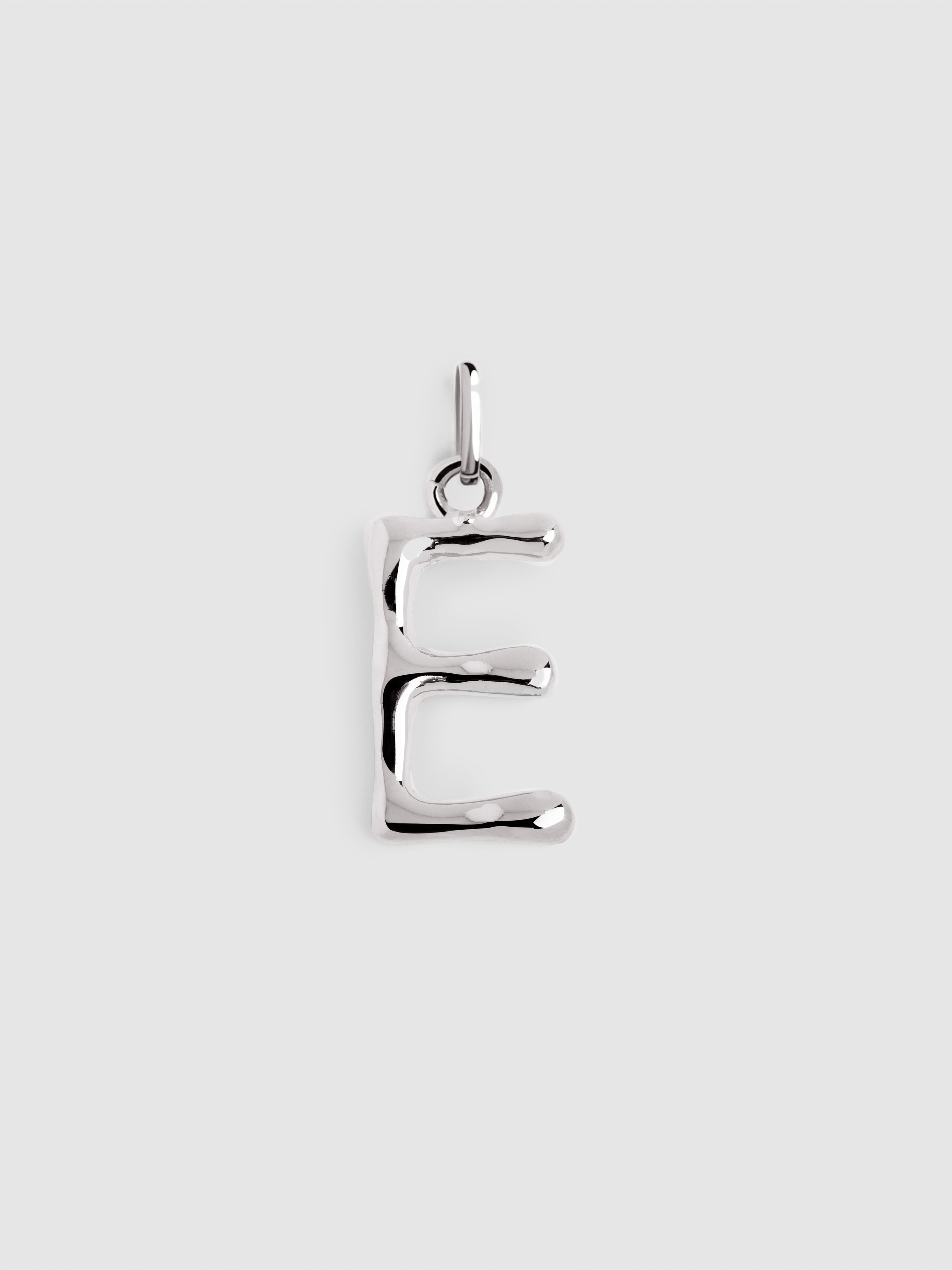 Charm Letter Xl de Liga de Metais Banhado em Ródio Letra e Prateado-1