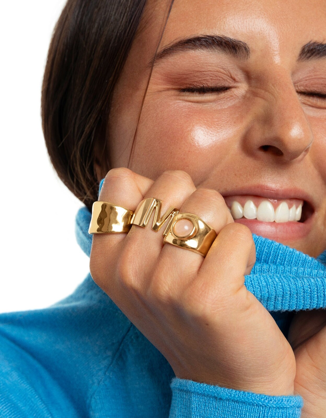 Anel Personalizado Letter Signet de Liga de Metais Banhado a Ouro Letra a Dourado-7
