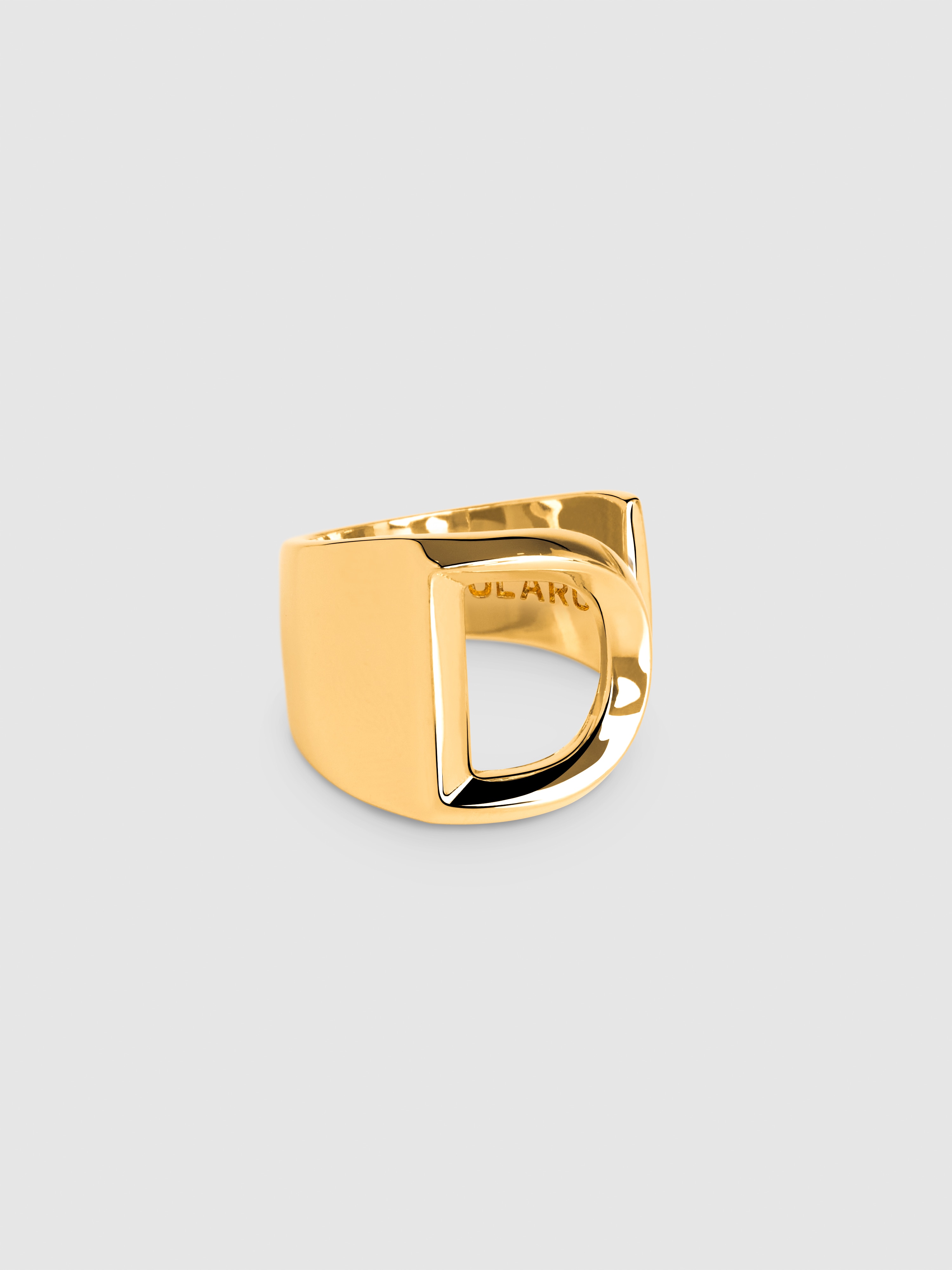 Anel Personalizado Letter Signet de Liga de Metais Banhado a Ouro Letra D Dourado-1