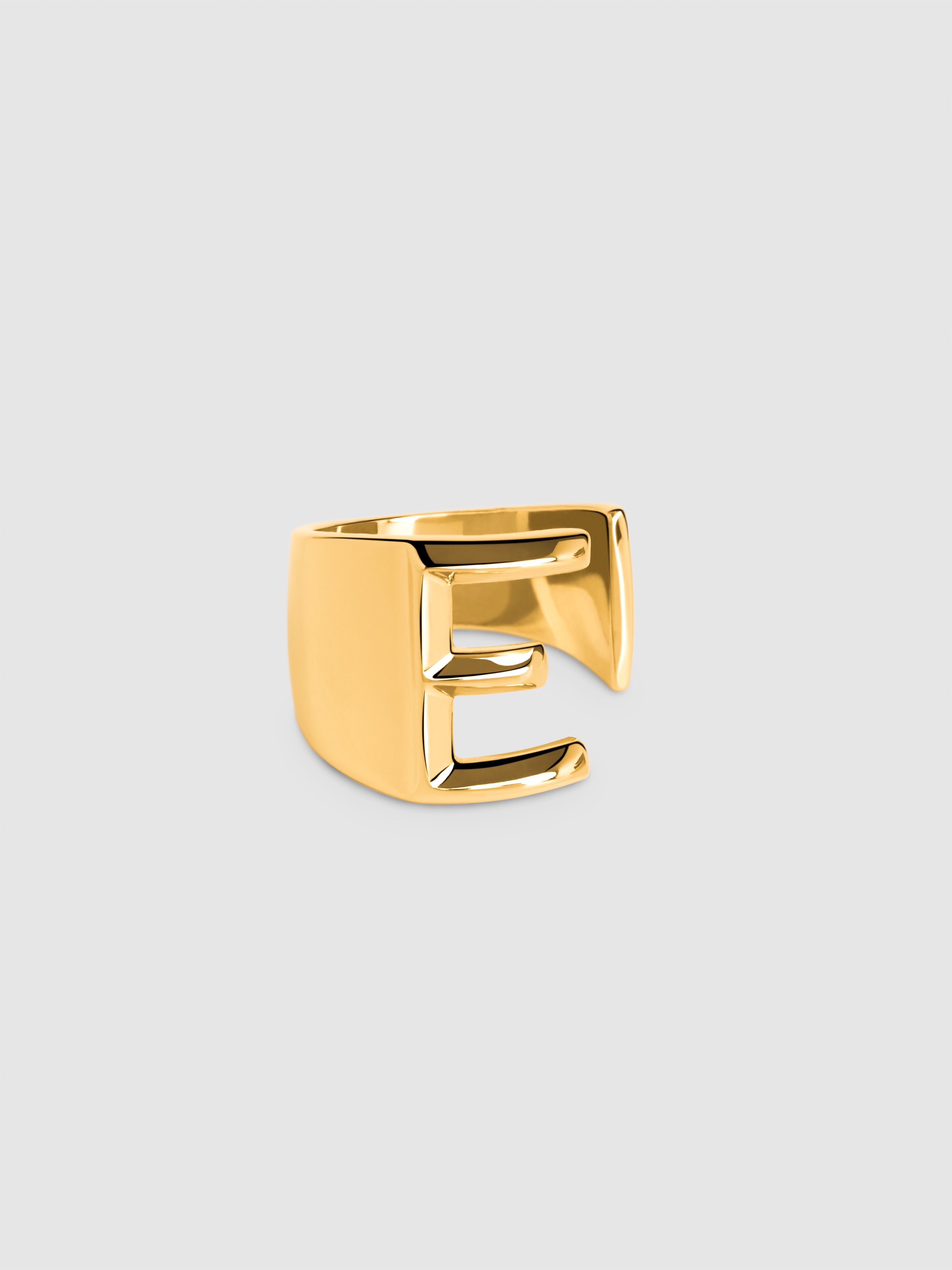 Anel Personalizado Letter Signet de Liga de Metais Banhado em Ouro Letra e Dourado-1