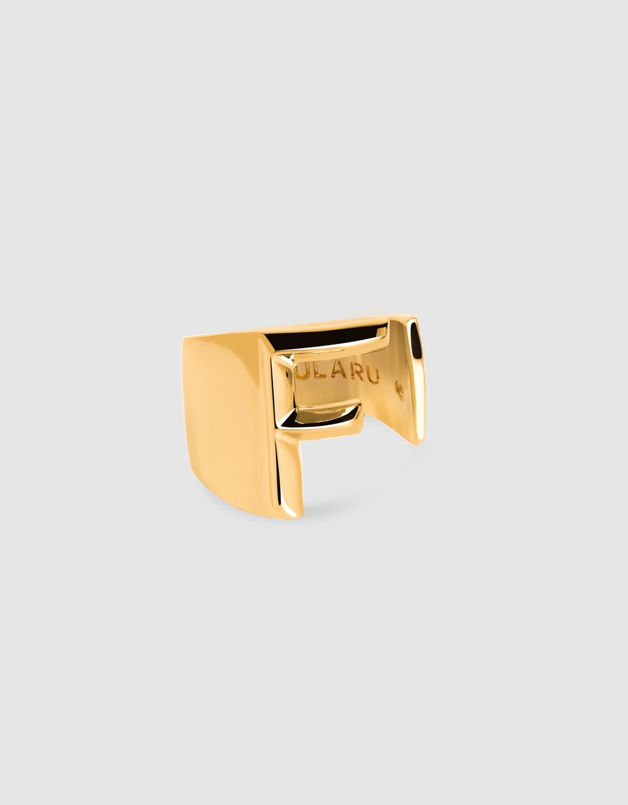 Anel Personalizado Letter Signet de Liga de Metais Banhado a Ouro Letra F Dourado-1
