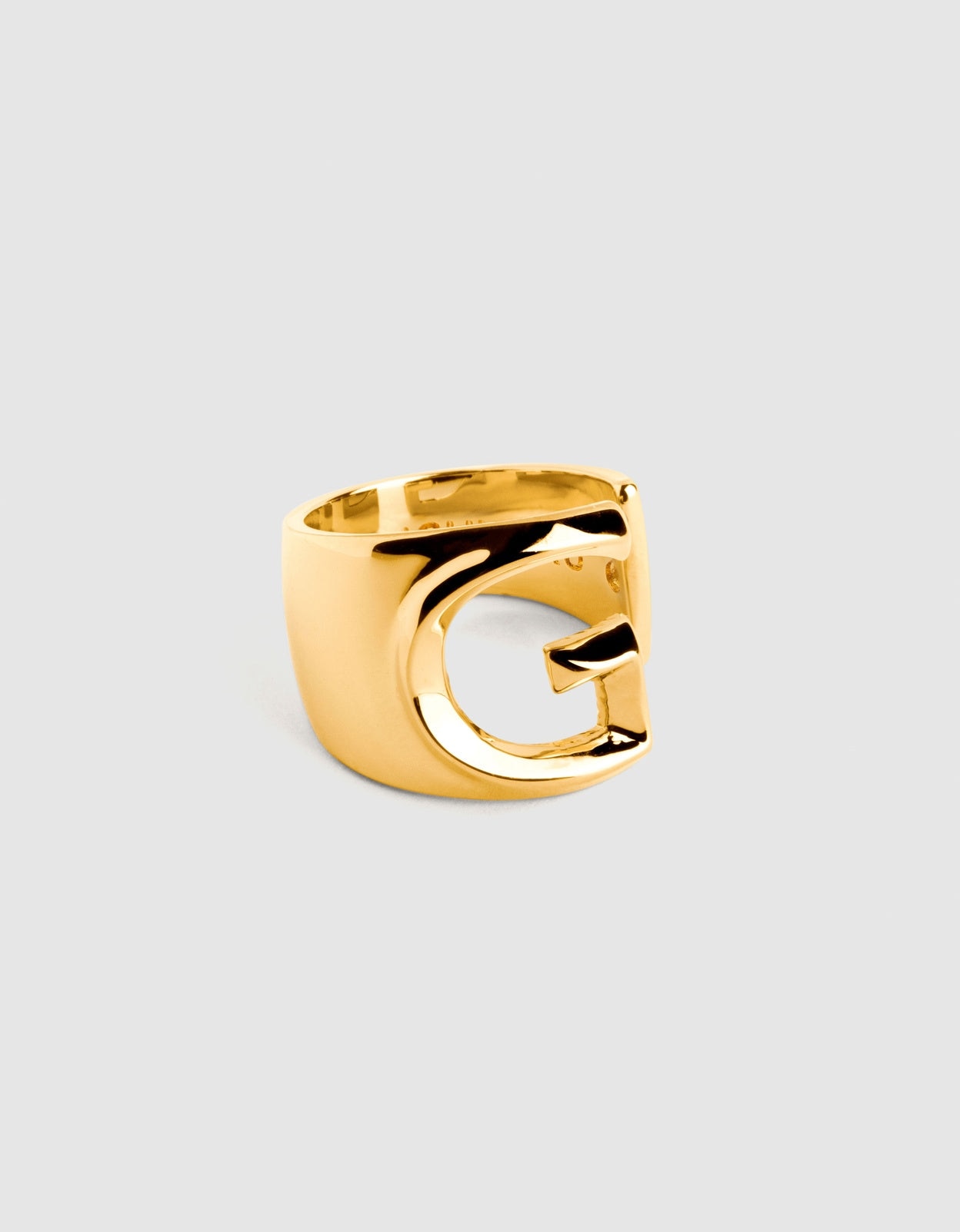 Anel Personalizado Letter Signet de Ligas Metálicas Banhado a Ouro Letra G Dourado-1