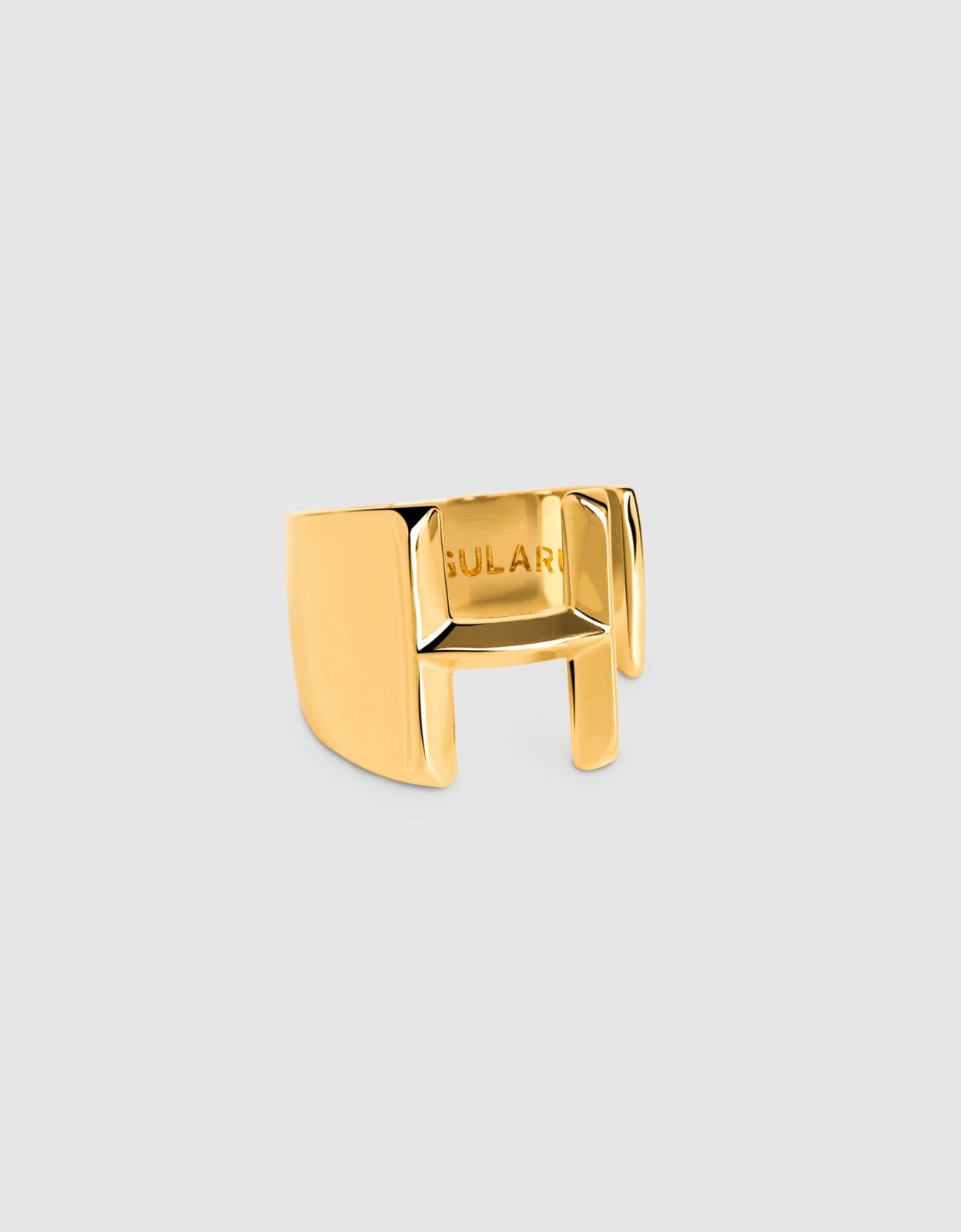 Anel Personalizado Letter Signet de Liga de Metais Banhado a Ouro Letra H Dourado-1