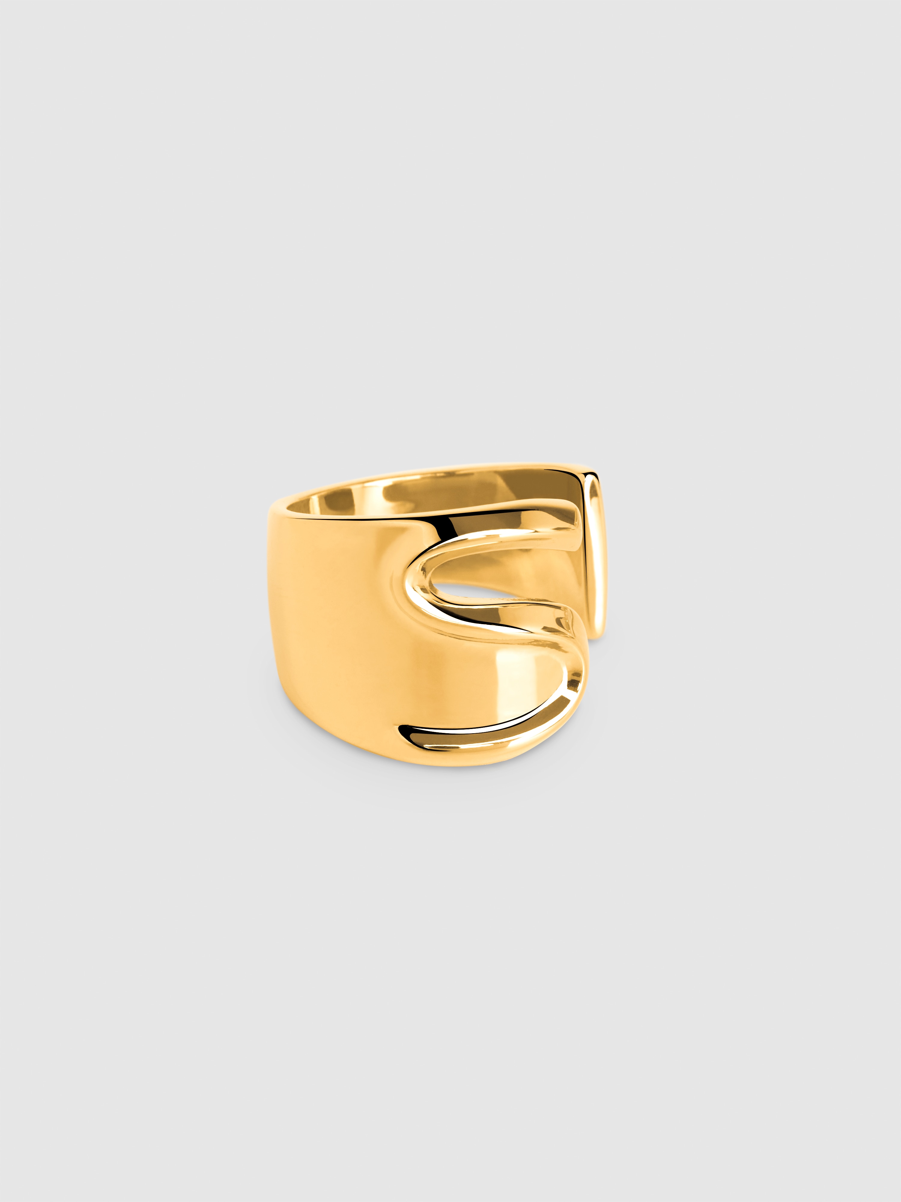 Anel Personalizado Letter Signet de Liga de Metais Banhado a Ouro Letra S Dourado-1