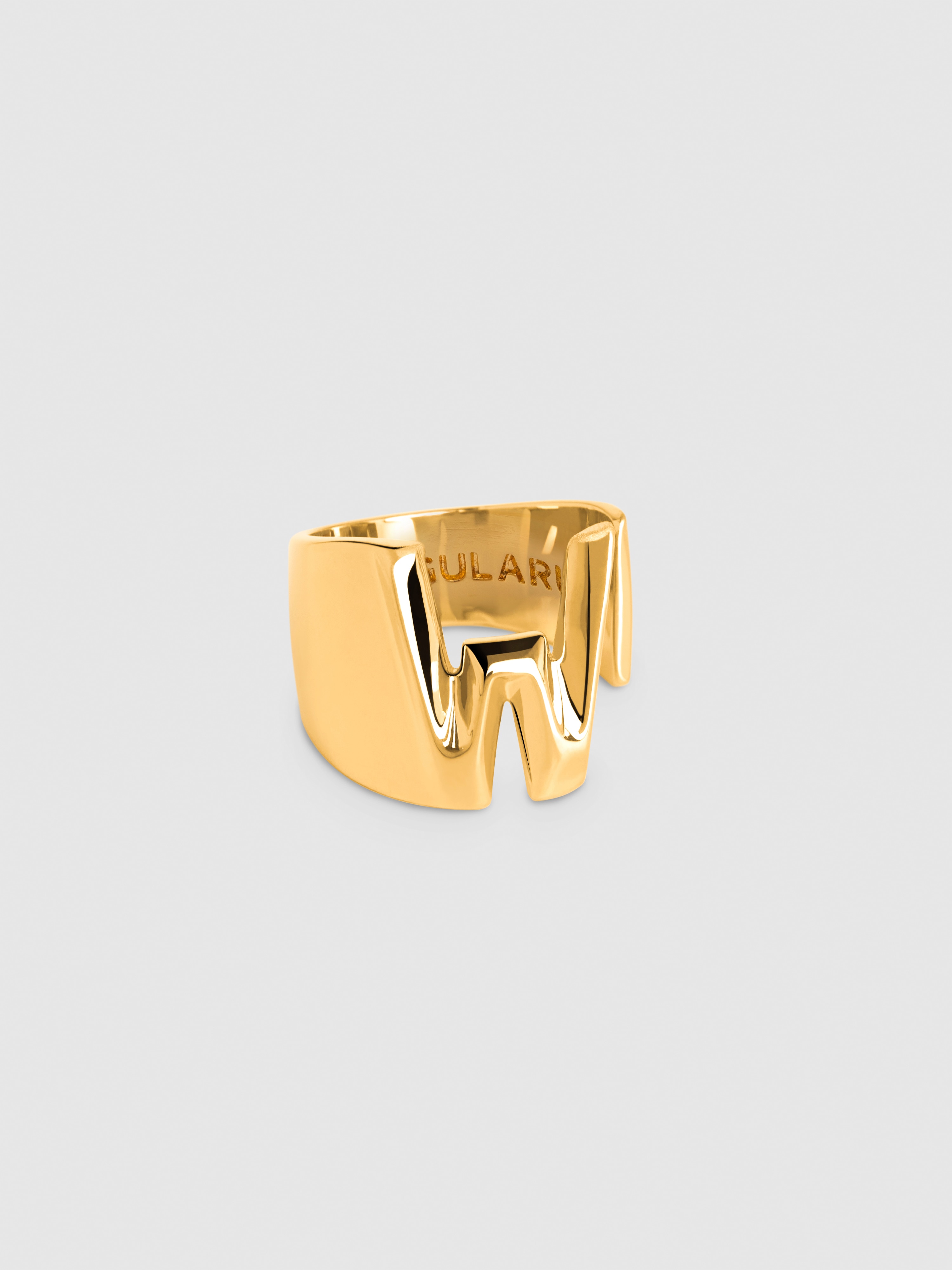 Anel Personalizado Letter Signet de Liga de Metais Banhado em Ouro Letra W Dourado-1