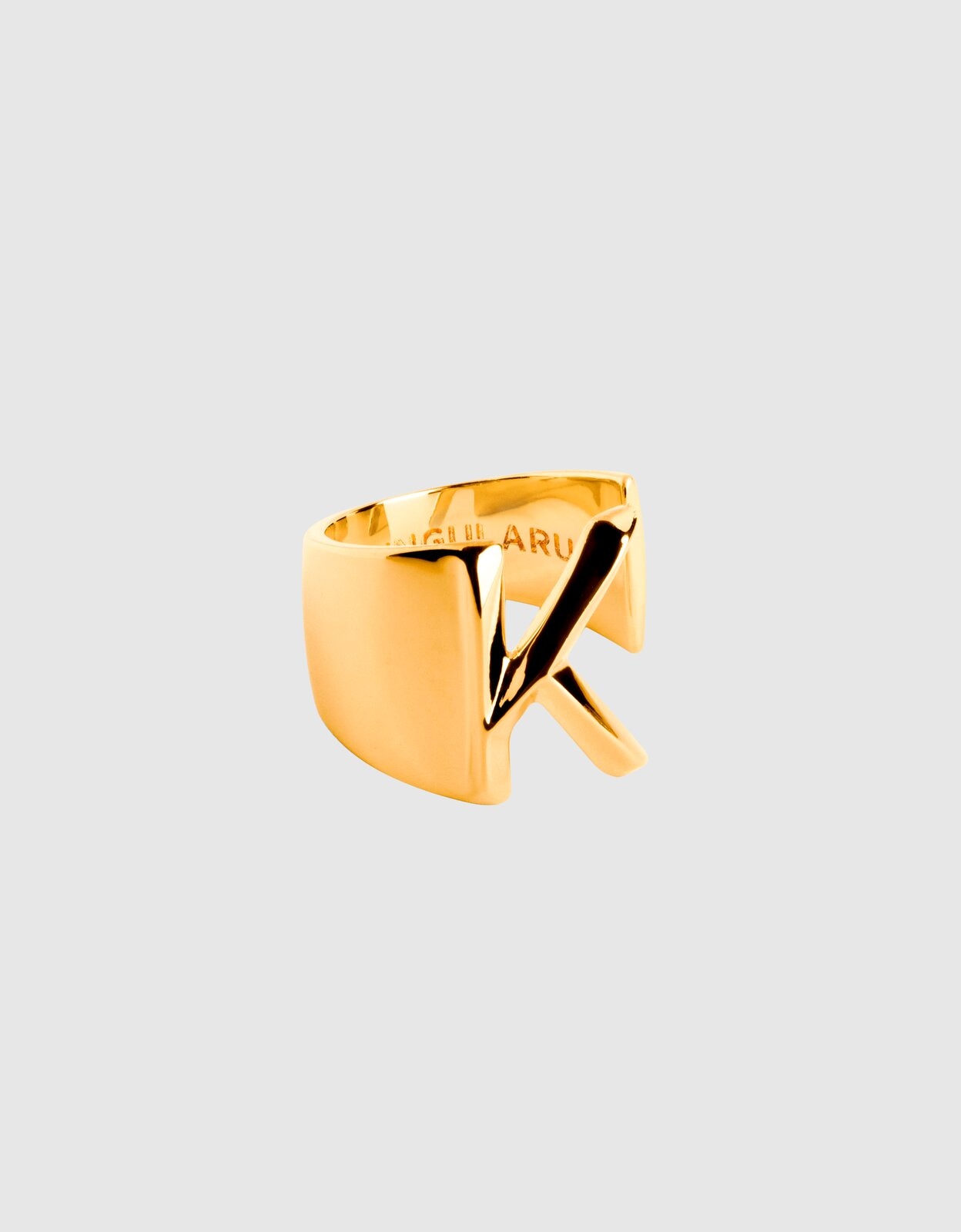 Anel Personalizado Letter Signet de Liga de Metais Banhado a Ouro Letra X Ouro-1