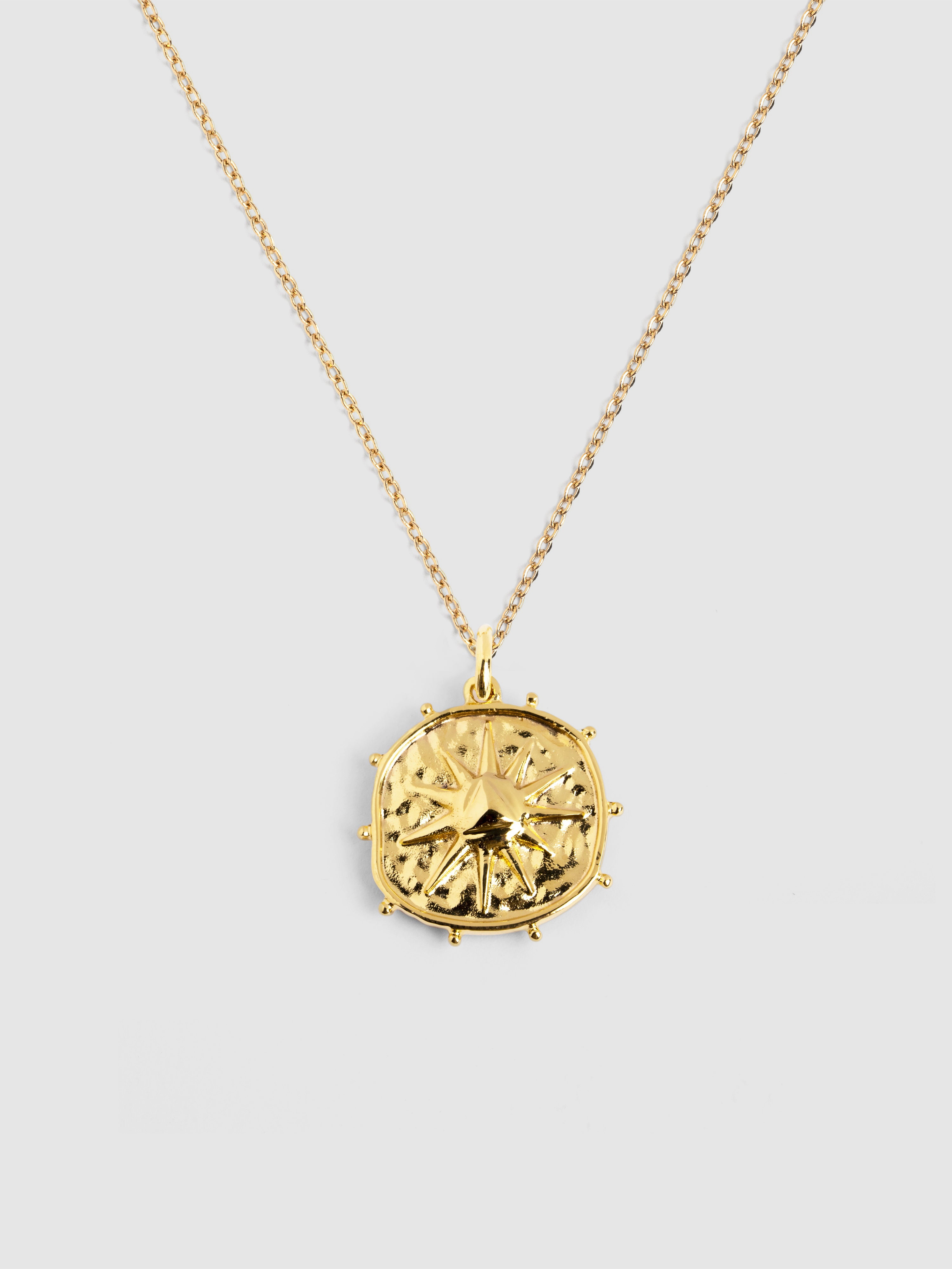 Colar Solstice Sun de Liga de Metais Banhado em Ouro Dourado-1