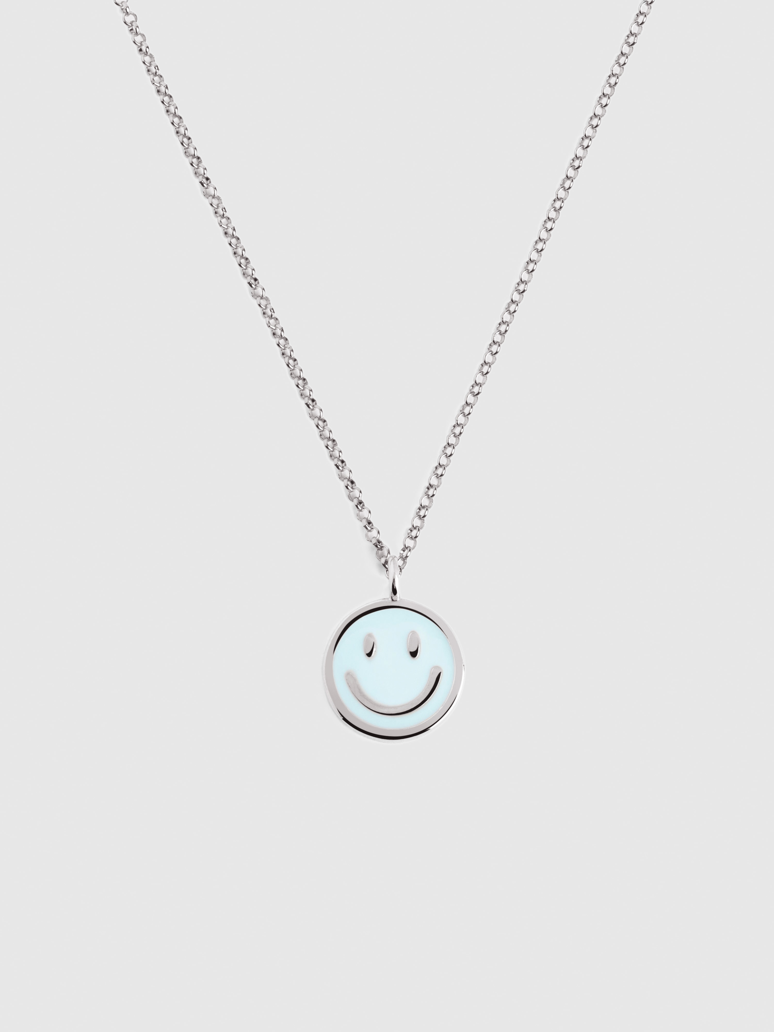 Imagem 0 de Colar Smiley Sky Enamel de Liga de Metais Banhado a Ródio