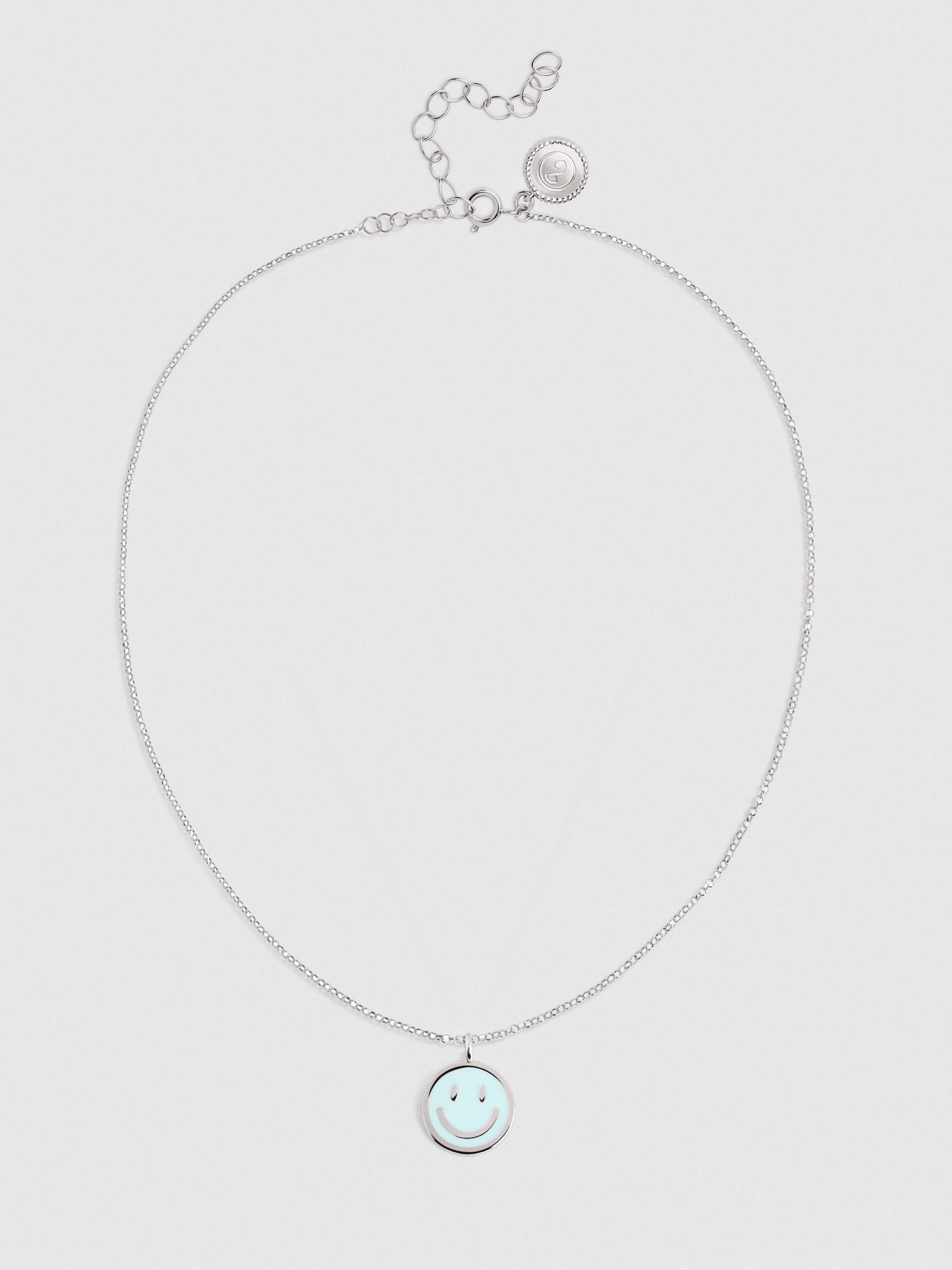 Colar Smiley Sky Enamel de Liga de Metais Banhado a Ródio Azul-claro-3