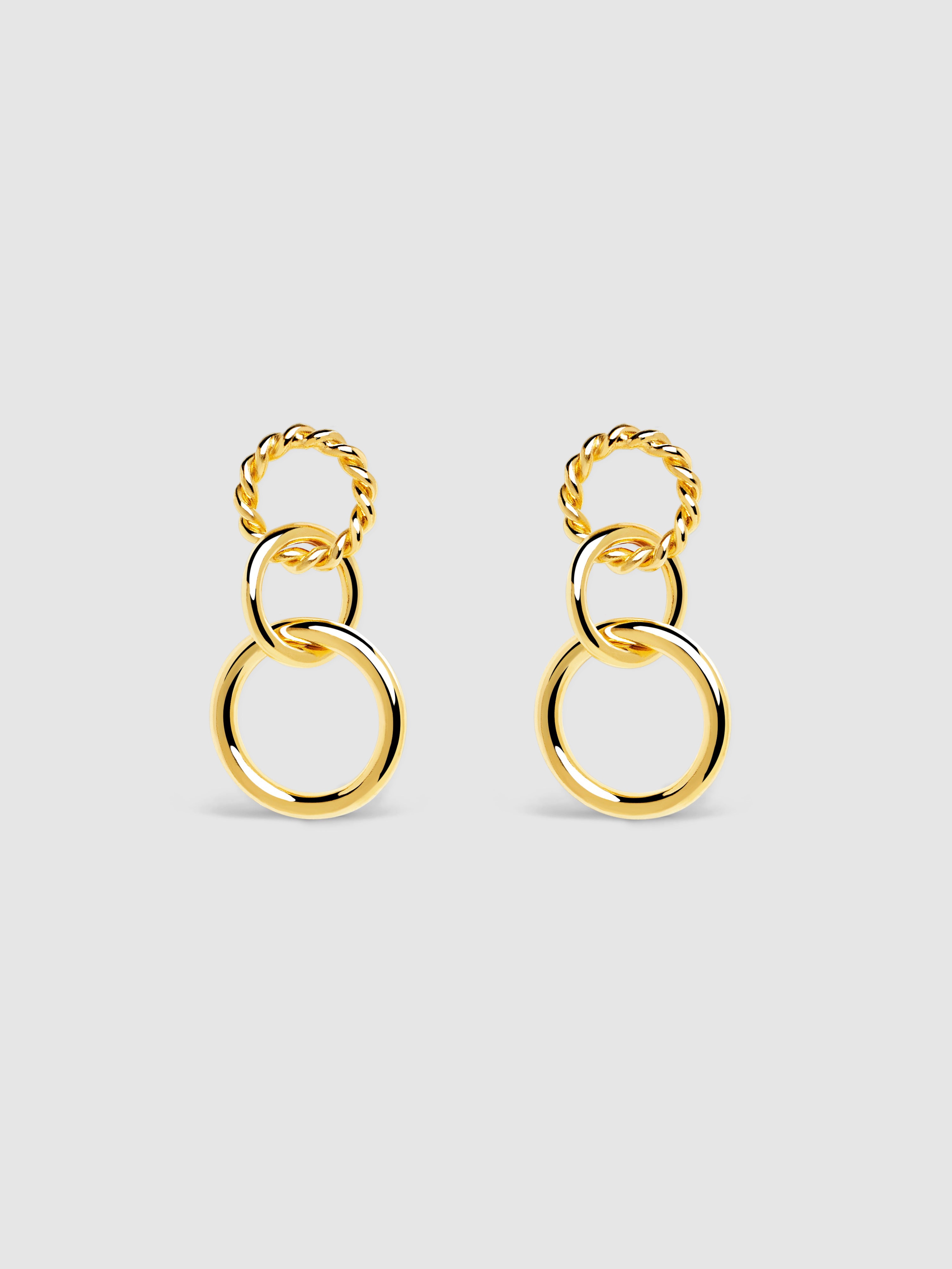 Brincos Circles Twist de Liga de Metais Banhados a Ouro Dourado-1