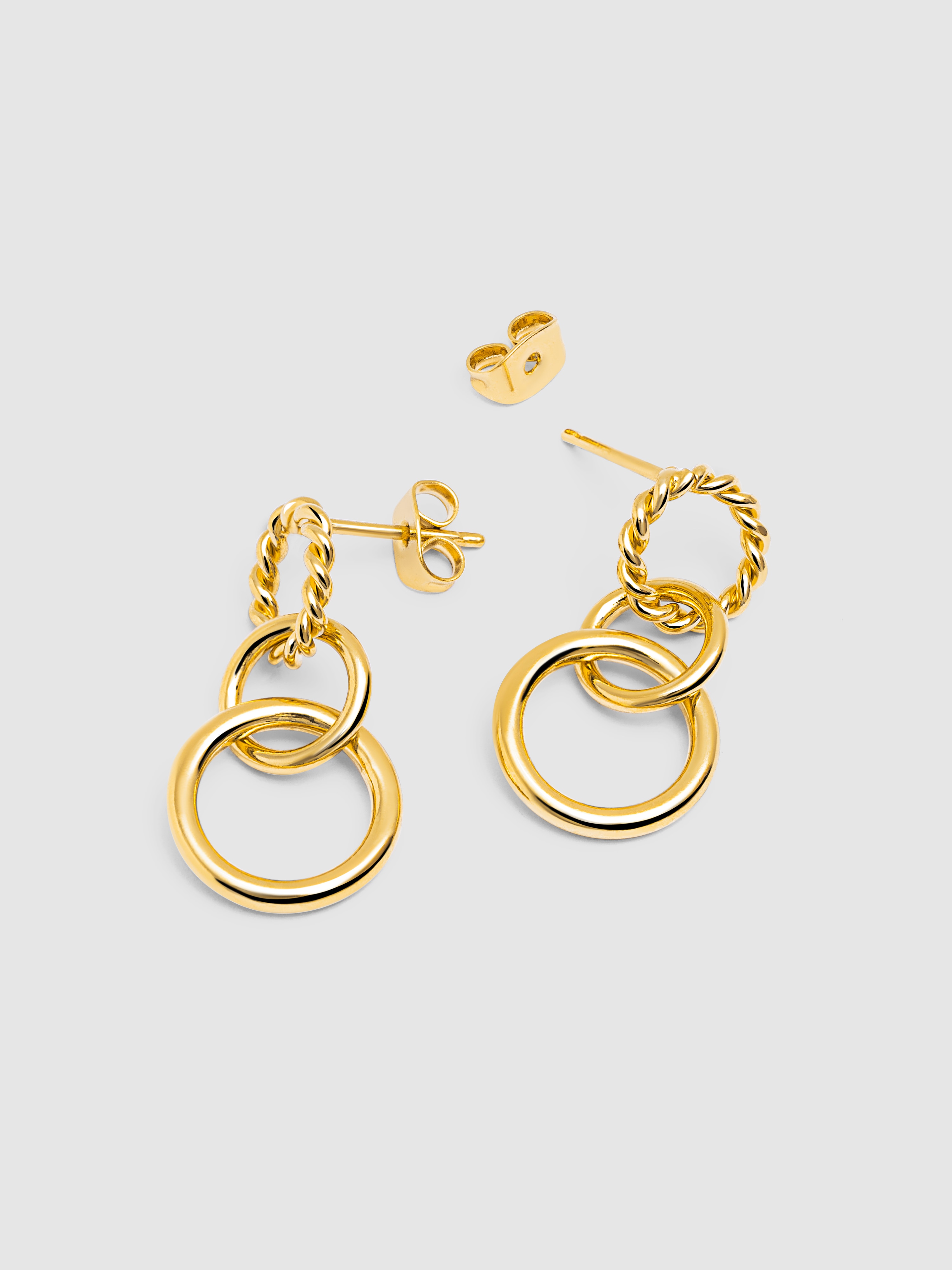 Brincos Circles Twist de Liga de Metais Banhados a Ouro Dourado-4